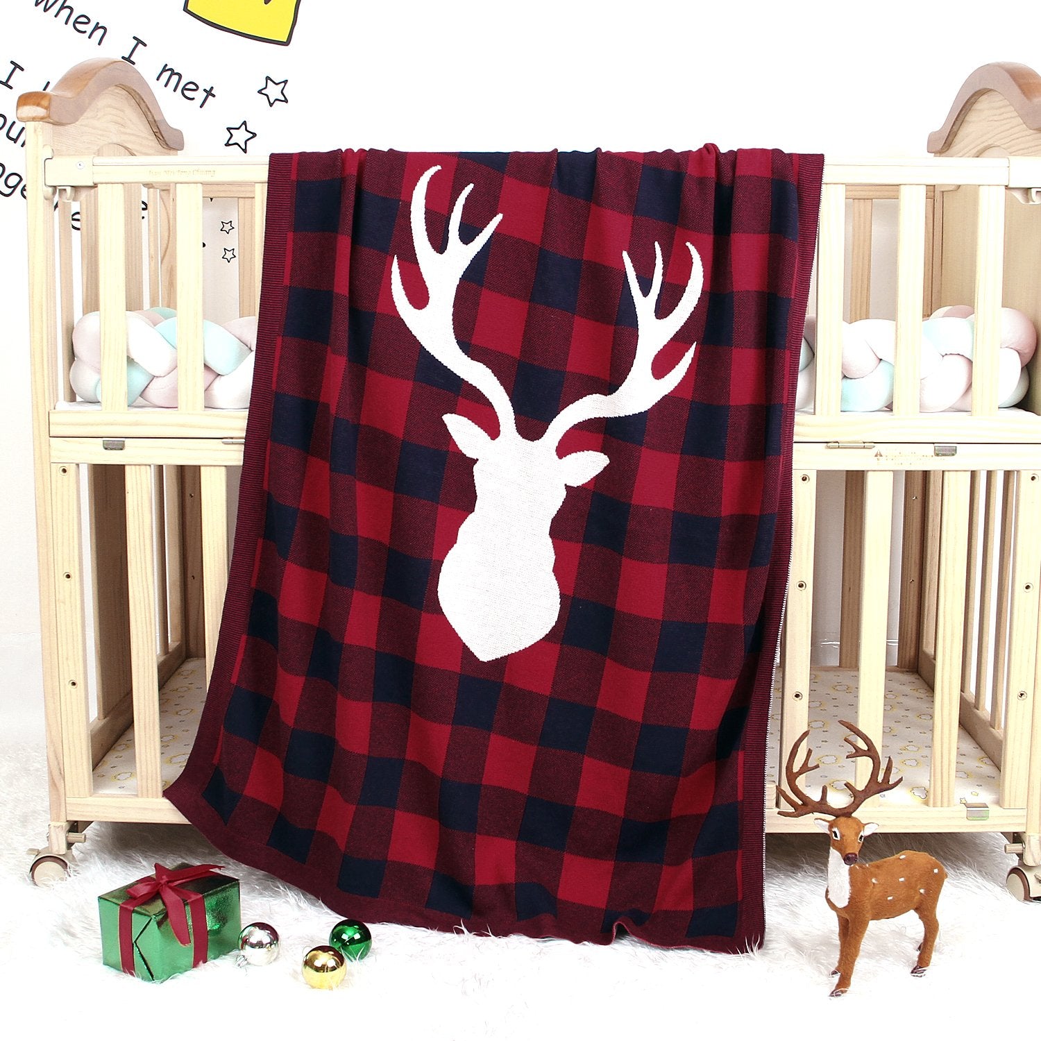 Christmas Elk Plaid Blanket Children'S Knitted Air Conditioning Blanket Baby Clothes Wholesale Distributors