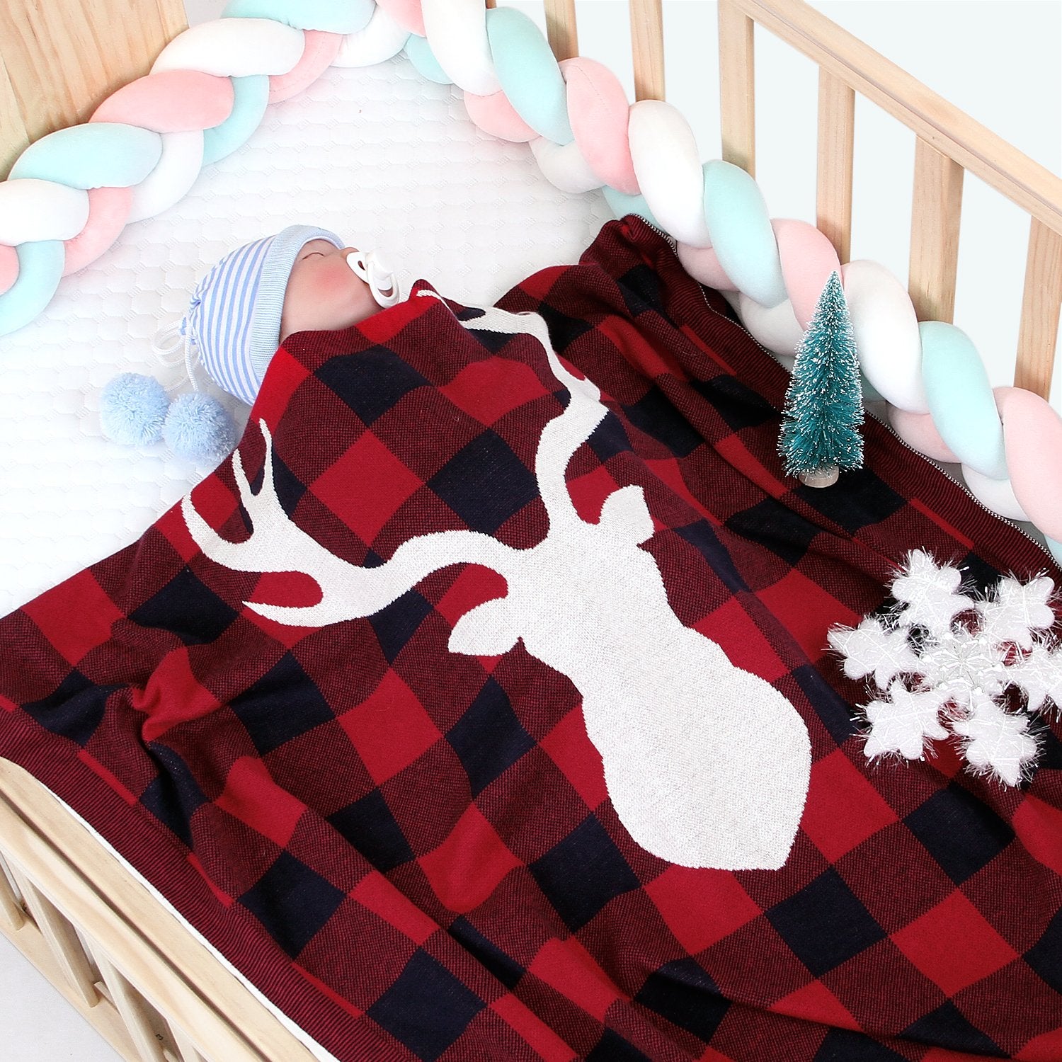 Christmas Elk Plaid Blanket Children'S Knitted Air Conditioning Blanket Baby Clothes Wholesale Distributors