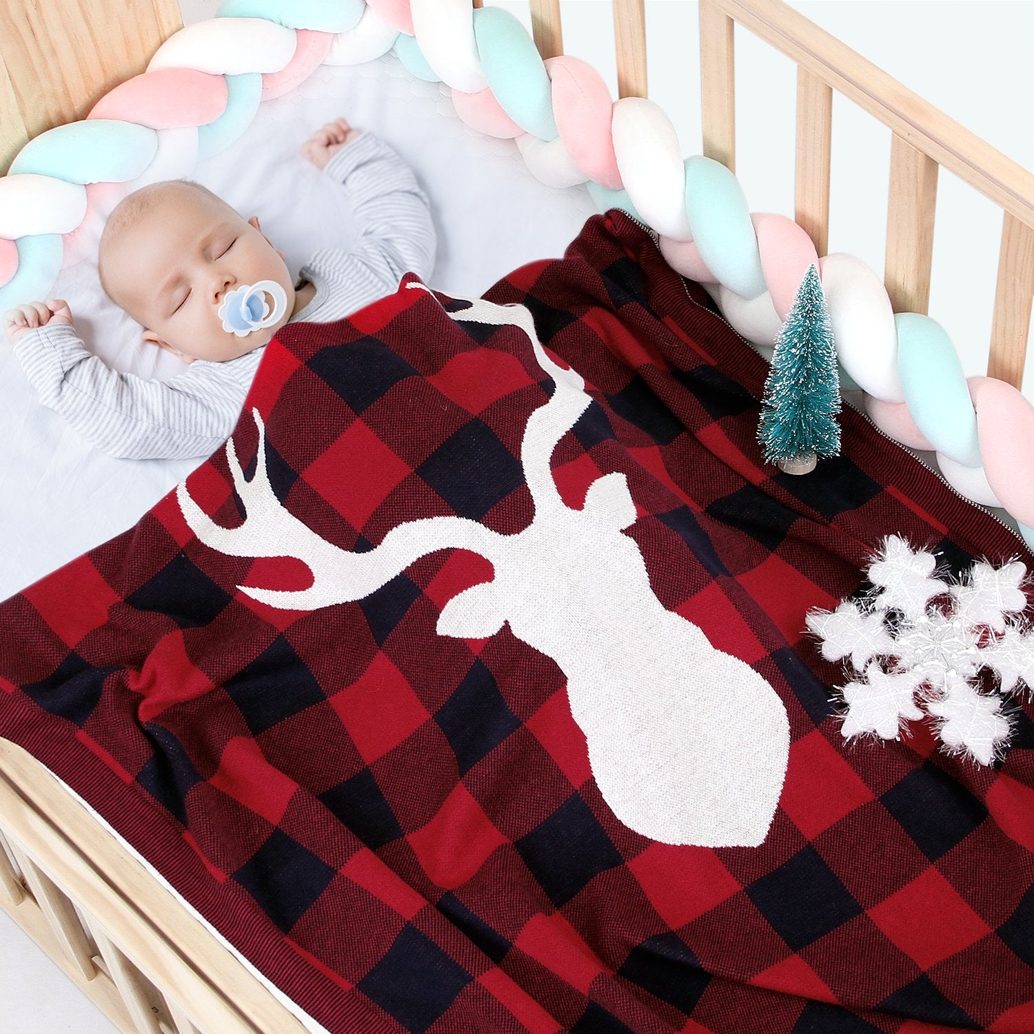 Christmas Elk Plaid Blanket Children'S Knitted Air Conditioning Blanket Baby Clothes Wholesale Distributors