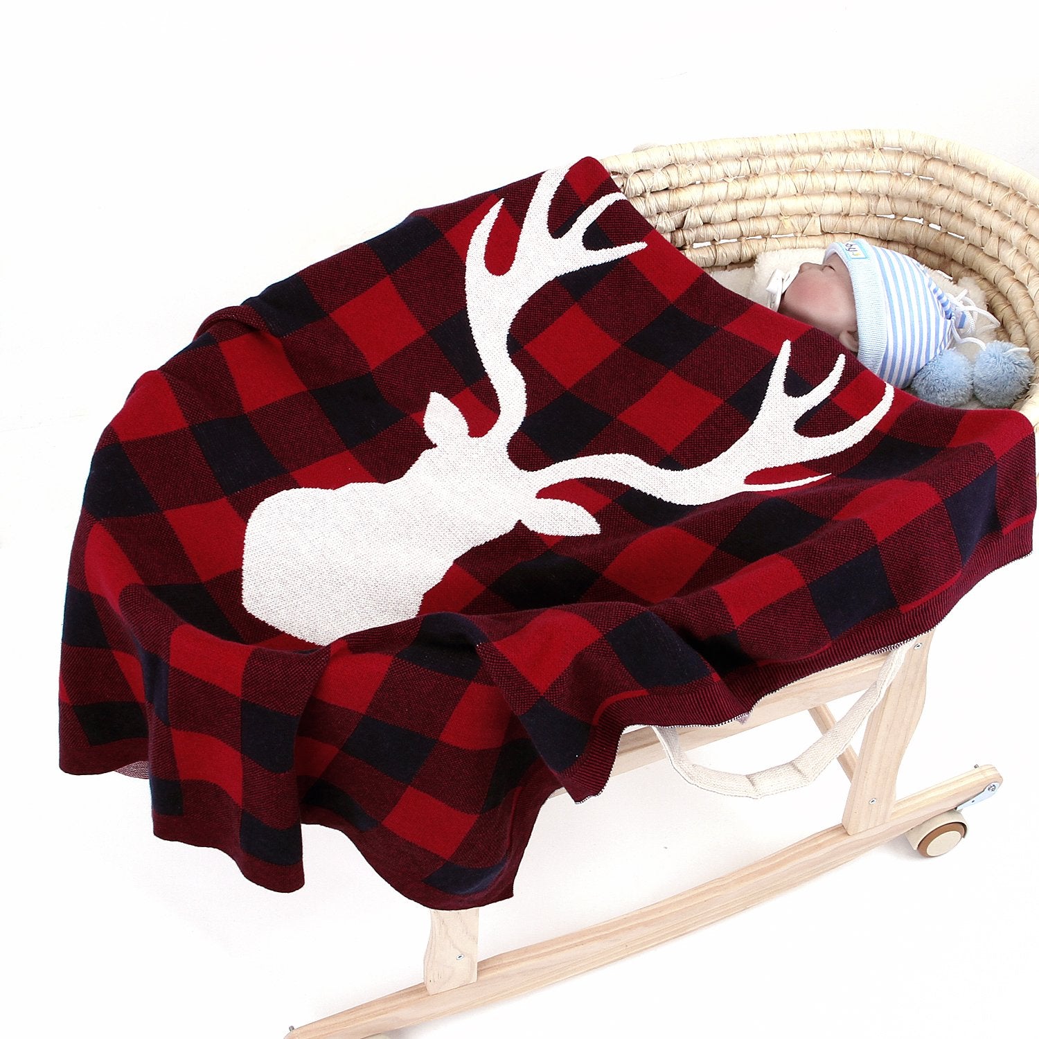 Christmas Elk Plaid Blanket Children'S Knitted Air Conditioning Blanket Baby Clothes Wholesale Distributors