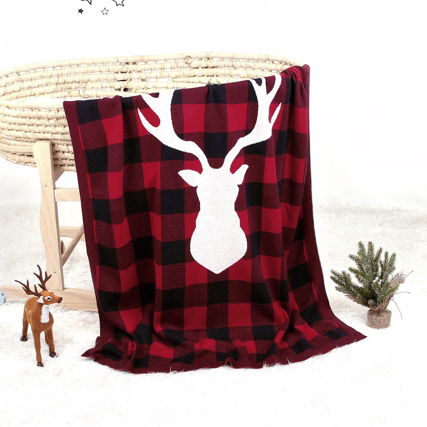 Christmas Elk Plaid Blanket Children'S Knitted Air Conditioning Blanket Baby Clothes Wholesale Distributors