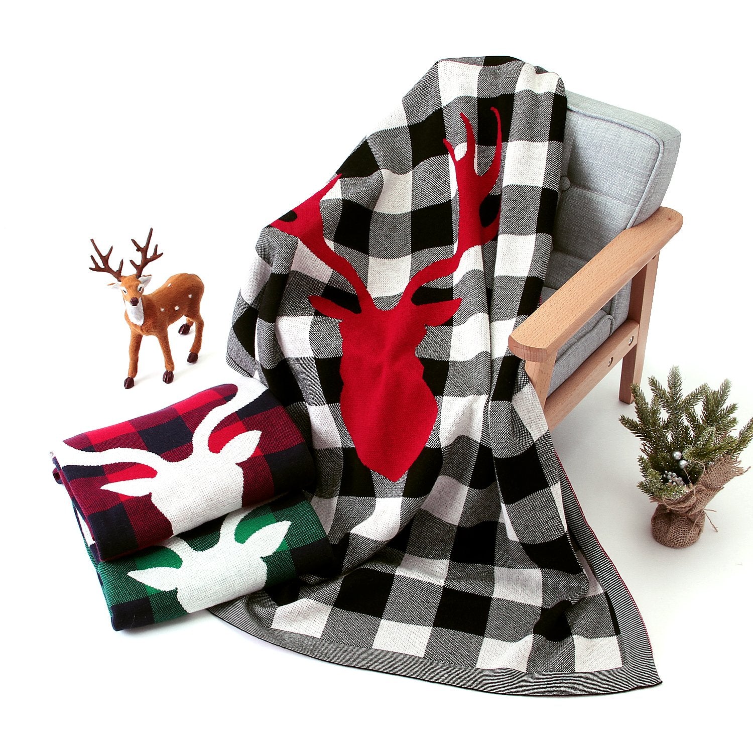 Christmas Elk Plaid Blanket Children'S Knitted Air Conditioning Blanket Baby Clothes Wholesale Distributors