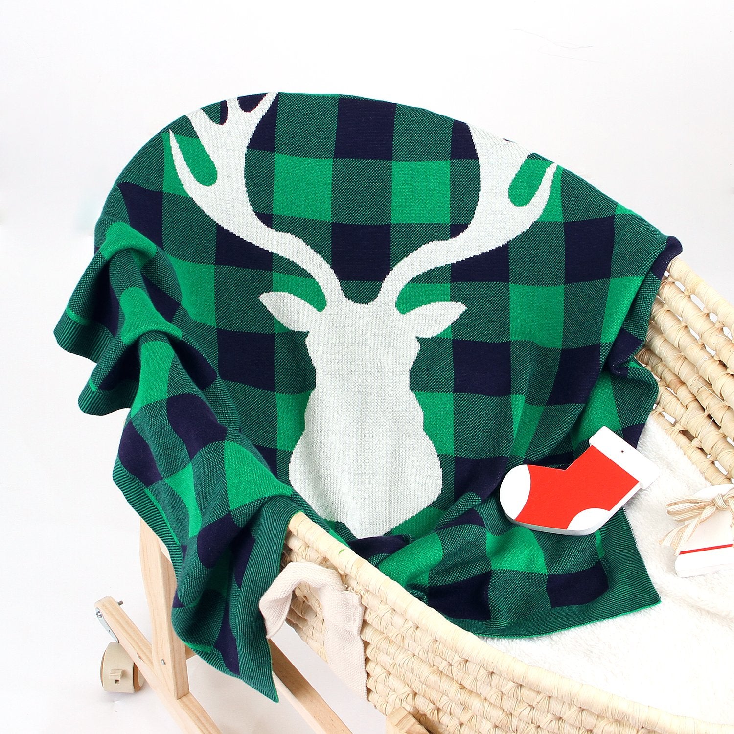 Christmas Elk Plaid Blanket Children'S Knitted Air Conditioning Blanket Baby Clothes Wholesale Distributors