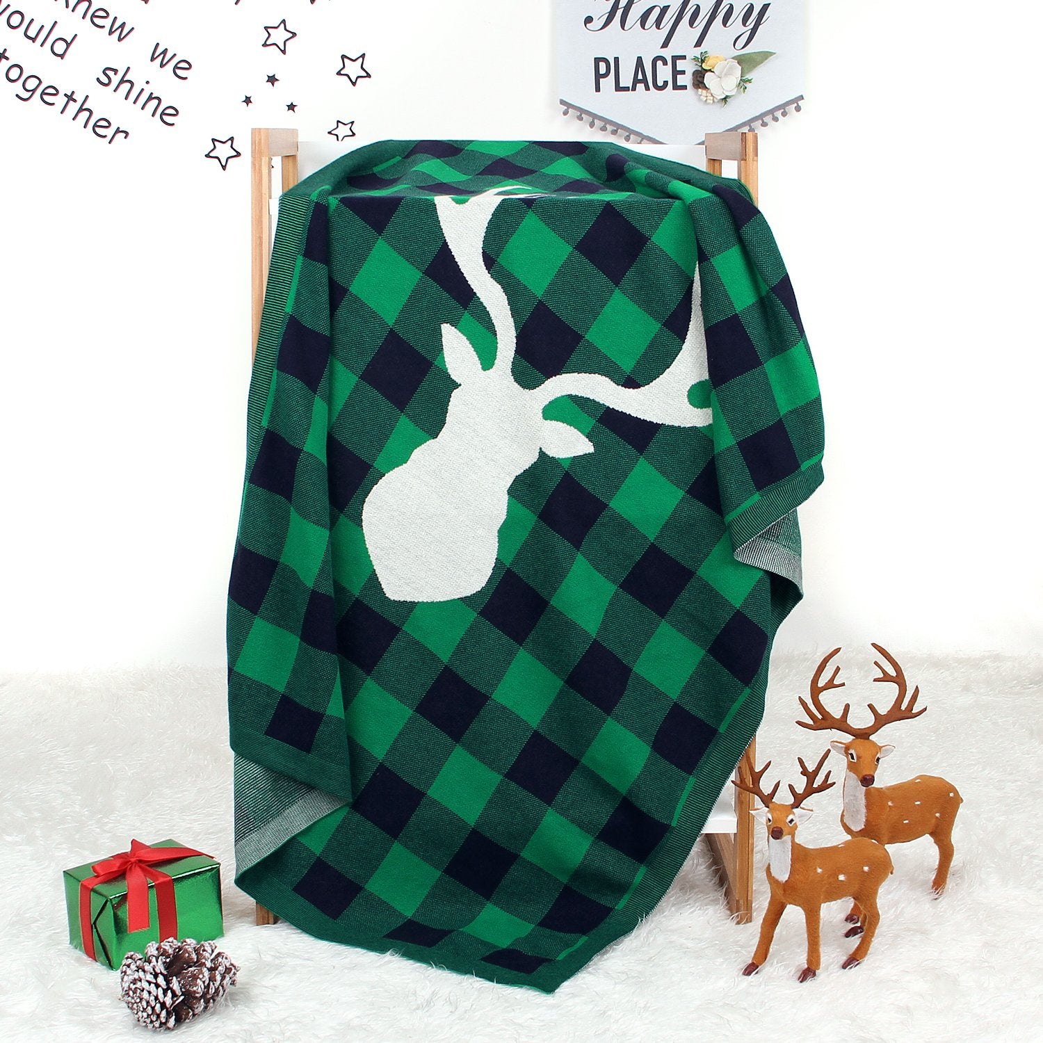 Christmas Elk Plaid Blanket Children'S Knitted Air Conditioning Blanket Baby Clothes Wholesale Distributors