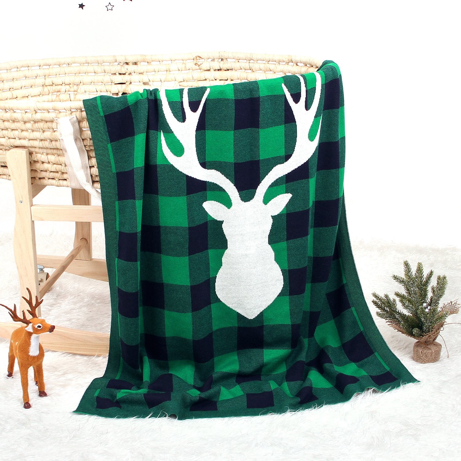 Christmas Elk Plaid Blanket Children'S Knitted Air Conditioning Blanket Baby Clothes Wholesale Distributors