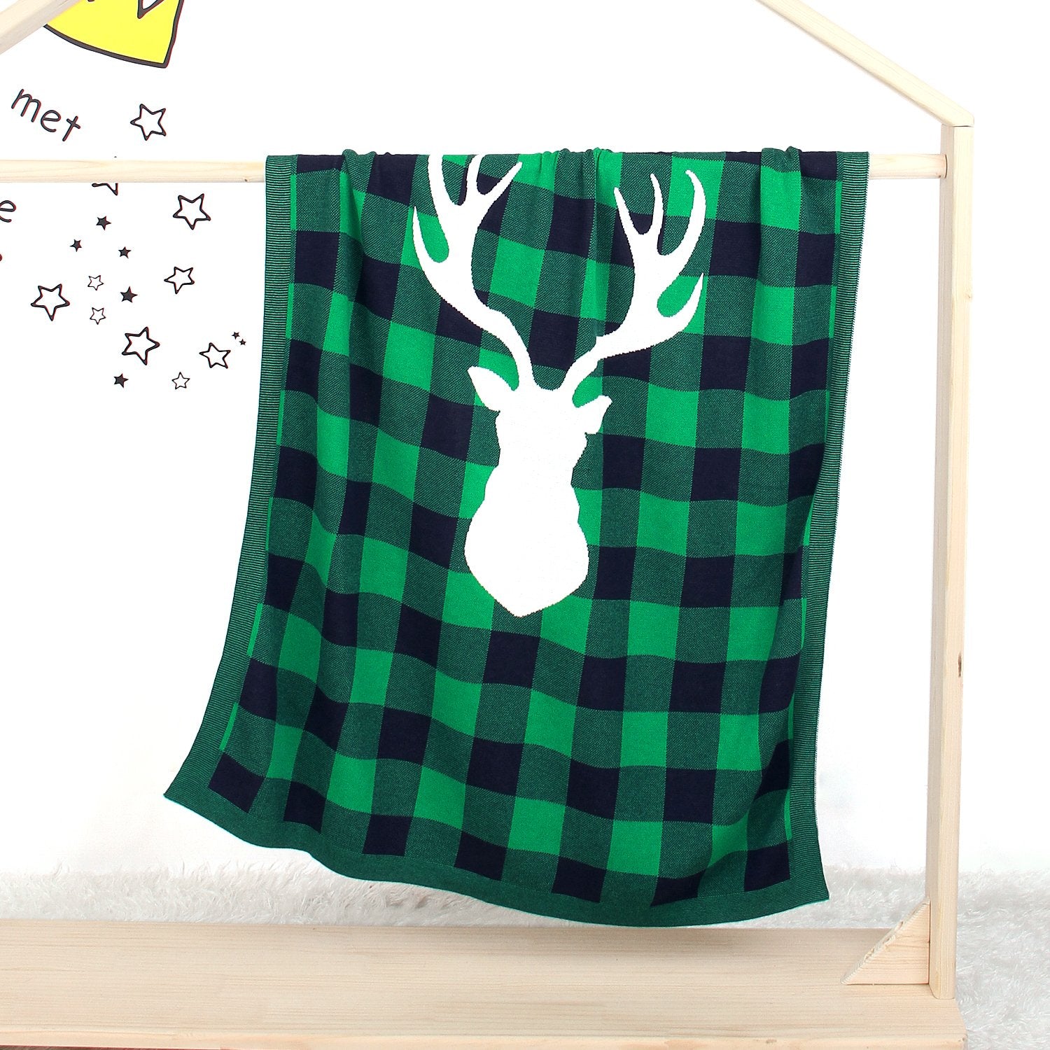 Christmas Elk Plaid Blanket Children'S Knitted Air Conditioning Blanket Baby Clothes Wholesale Distributors