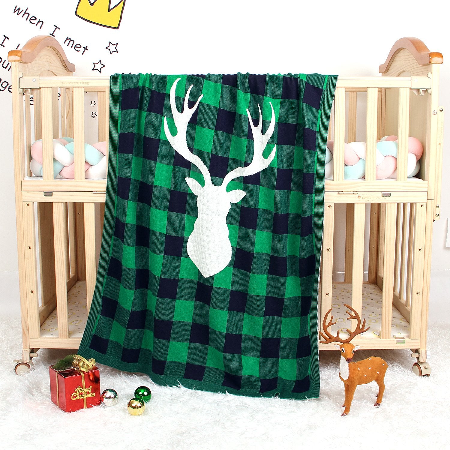 Christmas Elk Plaid Blanket Children'S Knitted Air Conditioning Blanket Baby Clothes Wholesale Distributors