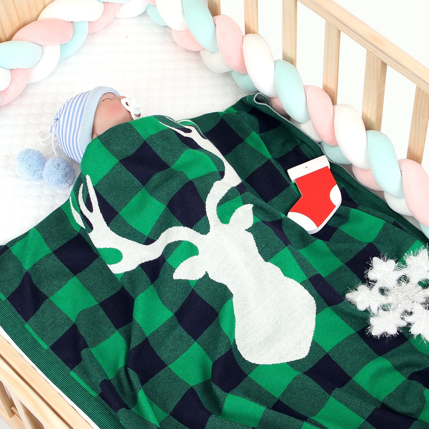 Christmas Elk Plaid Blanket Children'S Knitted Air Conditioning Blanket Baby Clothes Wholesale Distributors