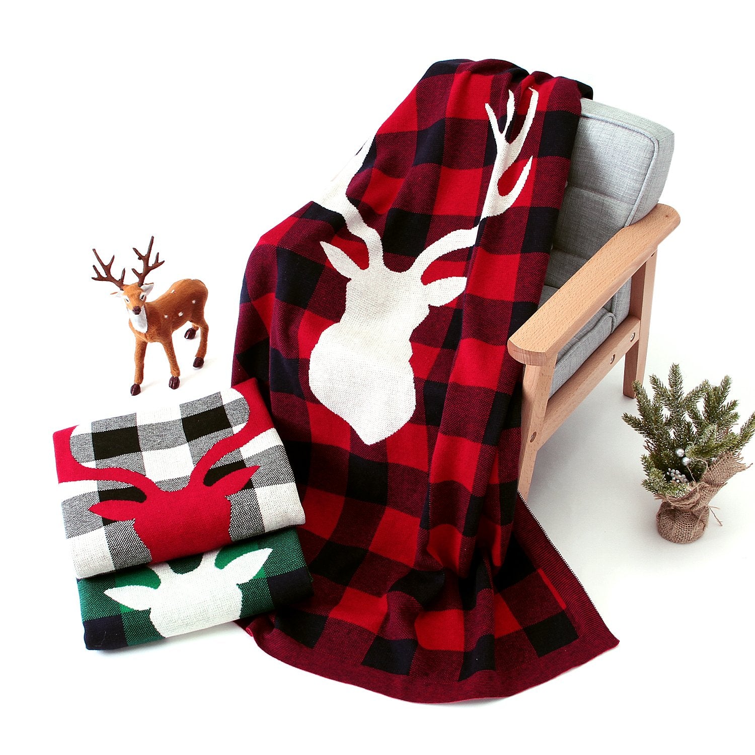 Christmas Elk Plaid Blanket Children'S Knitted Air Conditioning Blanket Baby Clothes Wholesale Distributors