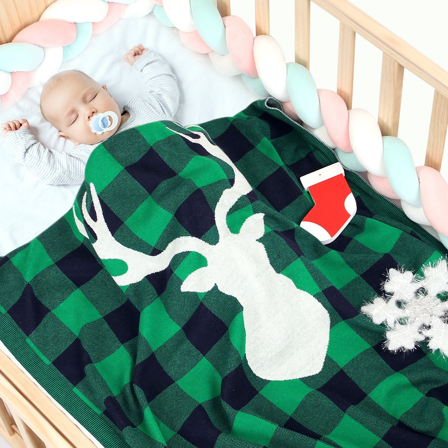 Christmas Elk Plaid Blanket Children'S Knitted Air Conditioning Blanket Baby Clothes Wholesale Distributors