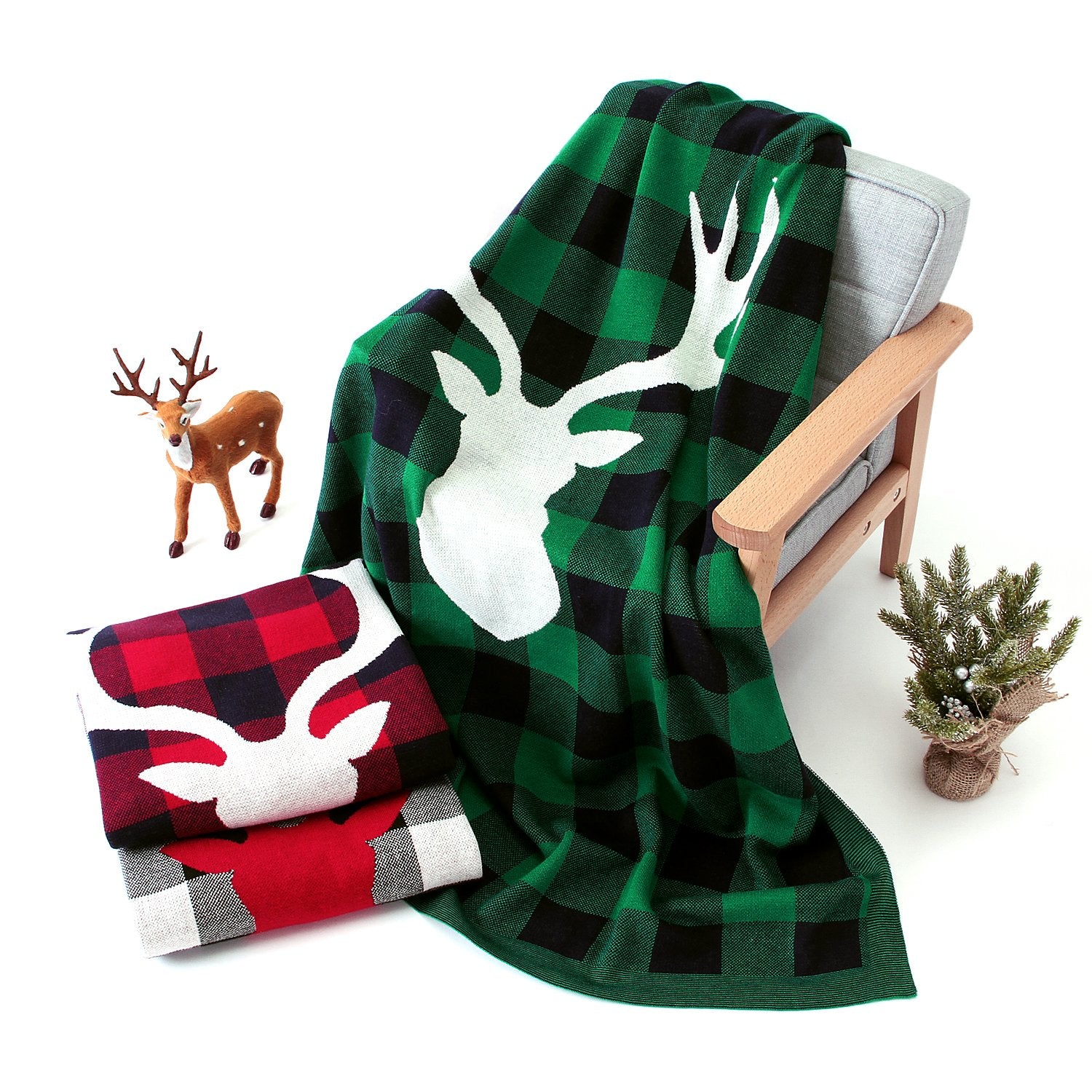 Christmas Elk Plaid Blanket Children'S Knitted Air Conditioning Blanket Baby Clothes Wholesale Distributors