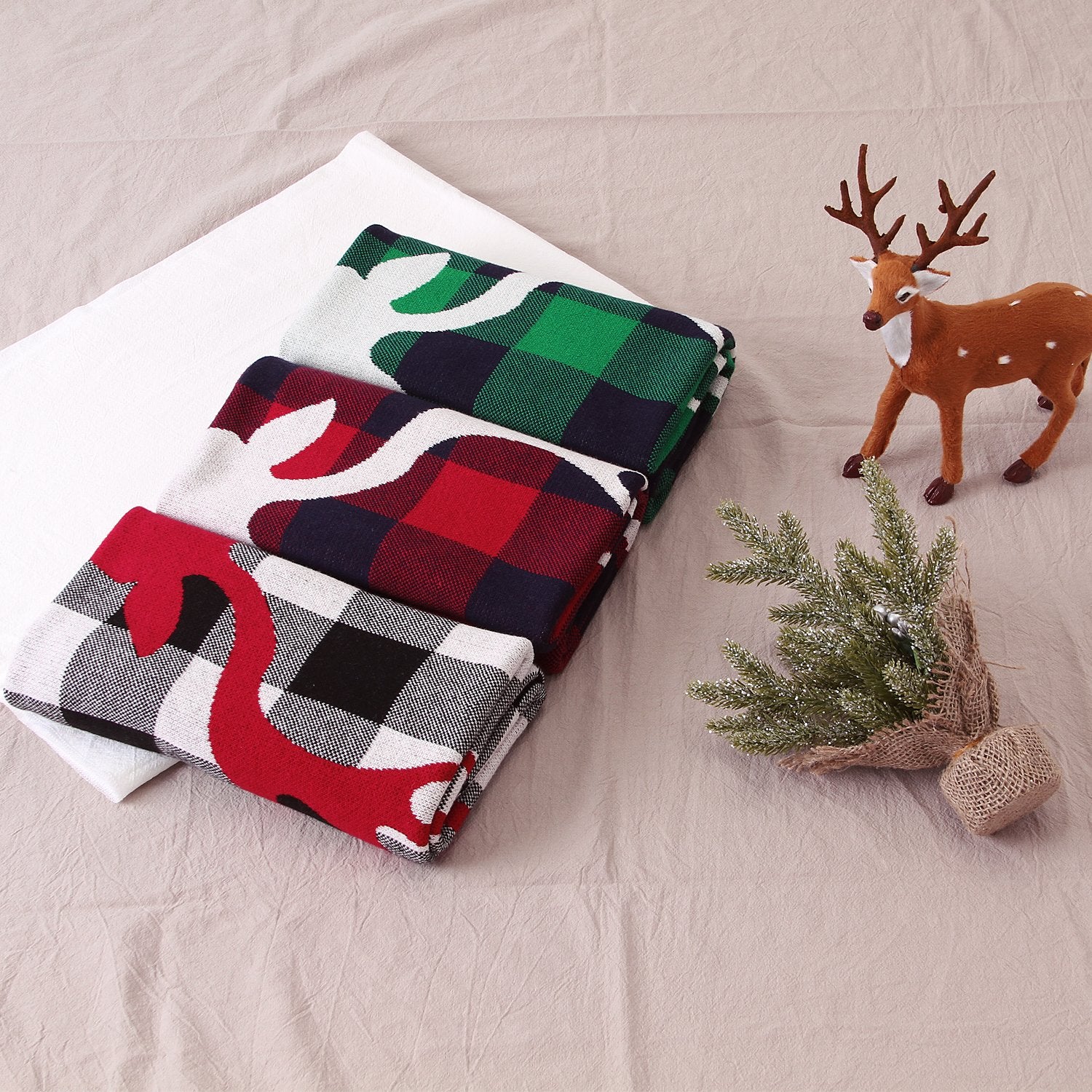 Christmas Elk Plaid Blanket Children'S Knitted Air Conditioning Blanket Baby Clothes Wholesale Distributors