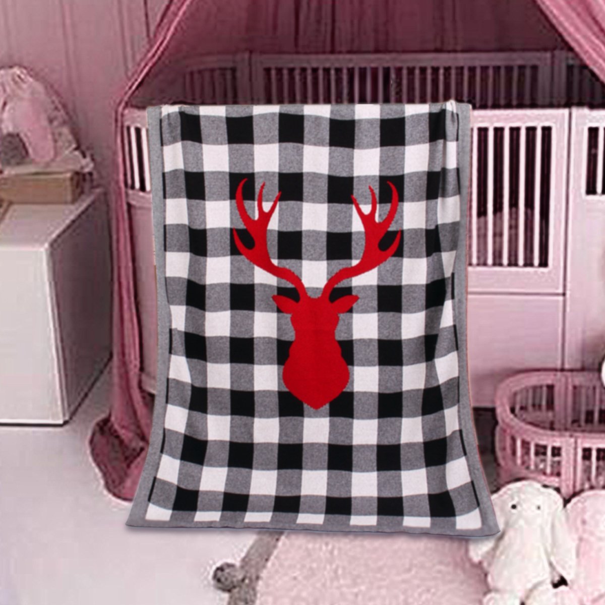 Christmas Elk Plaid Blanket Children'S Knitted Air Conditioning Blanket Baby Clothes Wholesale Distributors