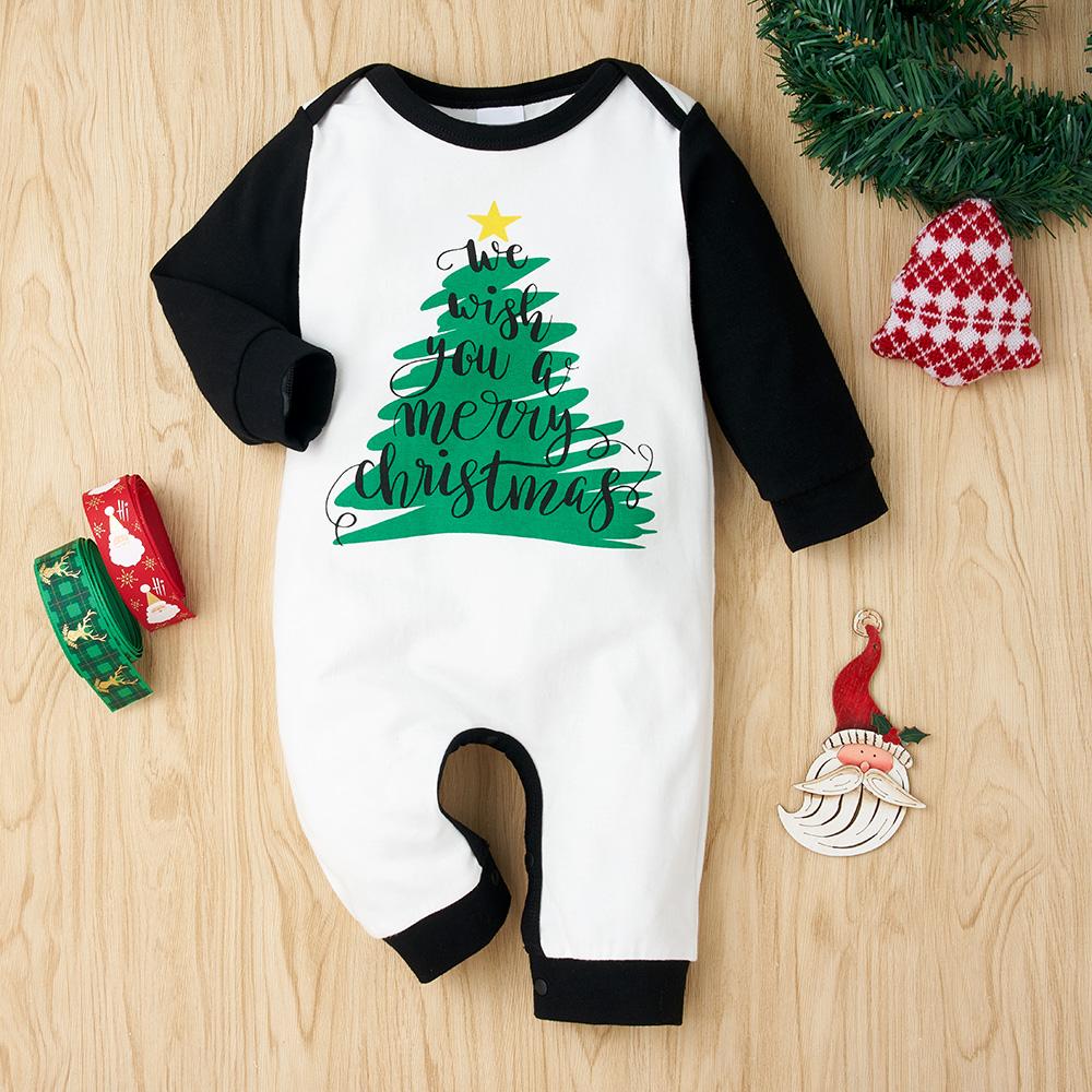 Baby Christmas Letter Printed Long Sleeve Romper baby clothes wholesale