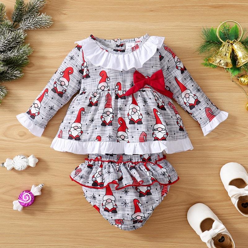 Baby Girls Christmas Long Sleeve Bow Top & Shorts baby clothes wholesale distributors