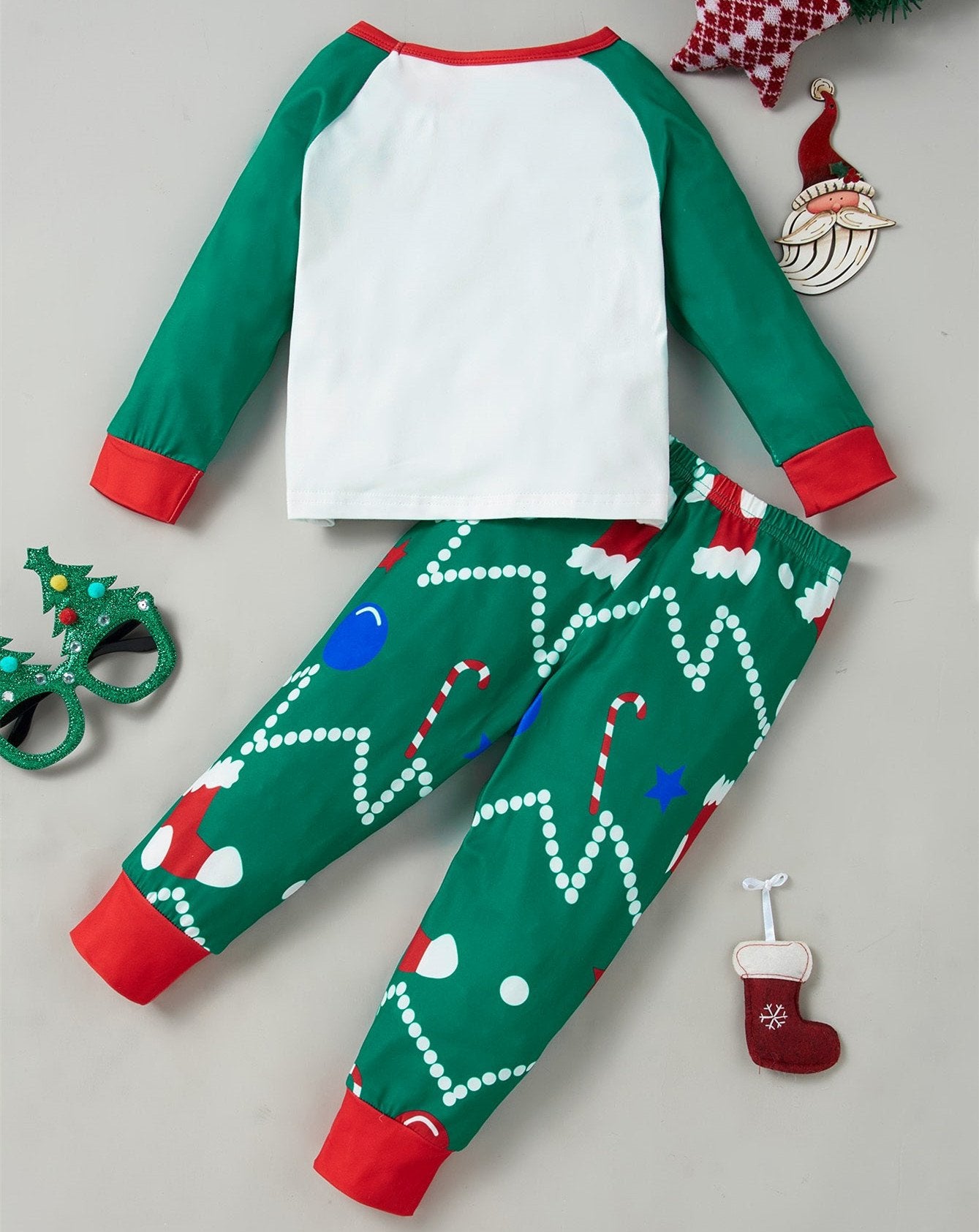 Girls Christmas Long Sleeve Cartoon Printed Top & Pants Wholesale Childrens Clothing