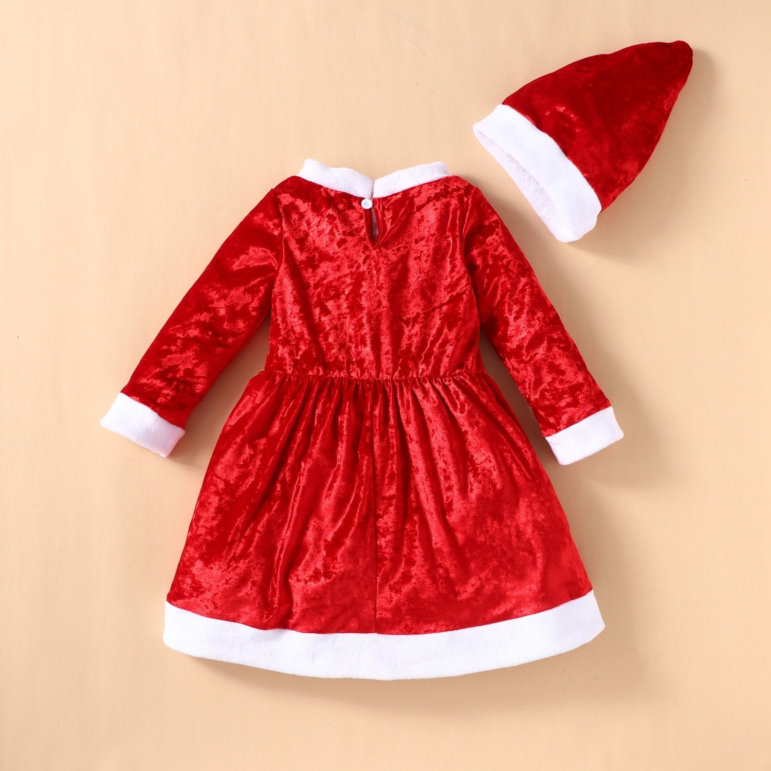 Girls Christmas Long Sleeve Dress & Hat trendy kids wholesale clothing