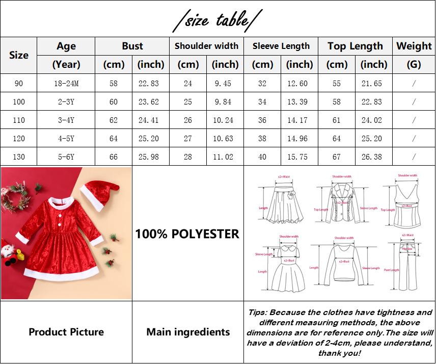 Girls Christmas Long Sleeve Dress & Hat trendy kids wholesale clothing