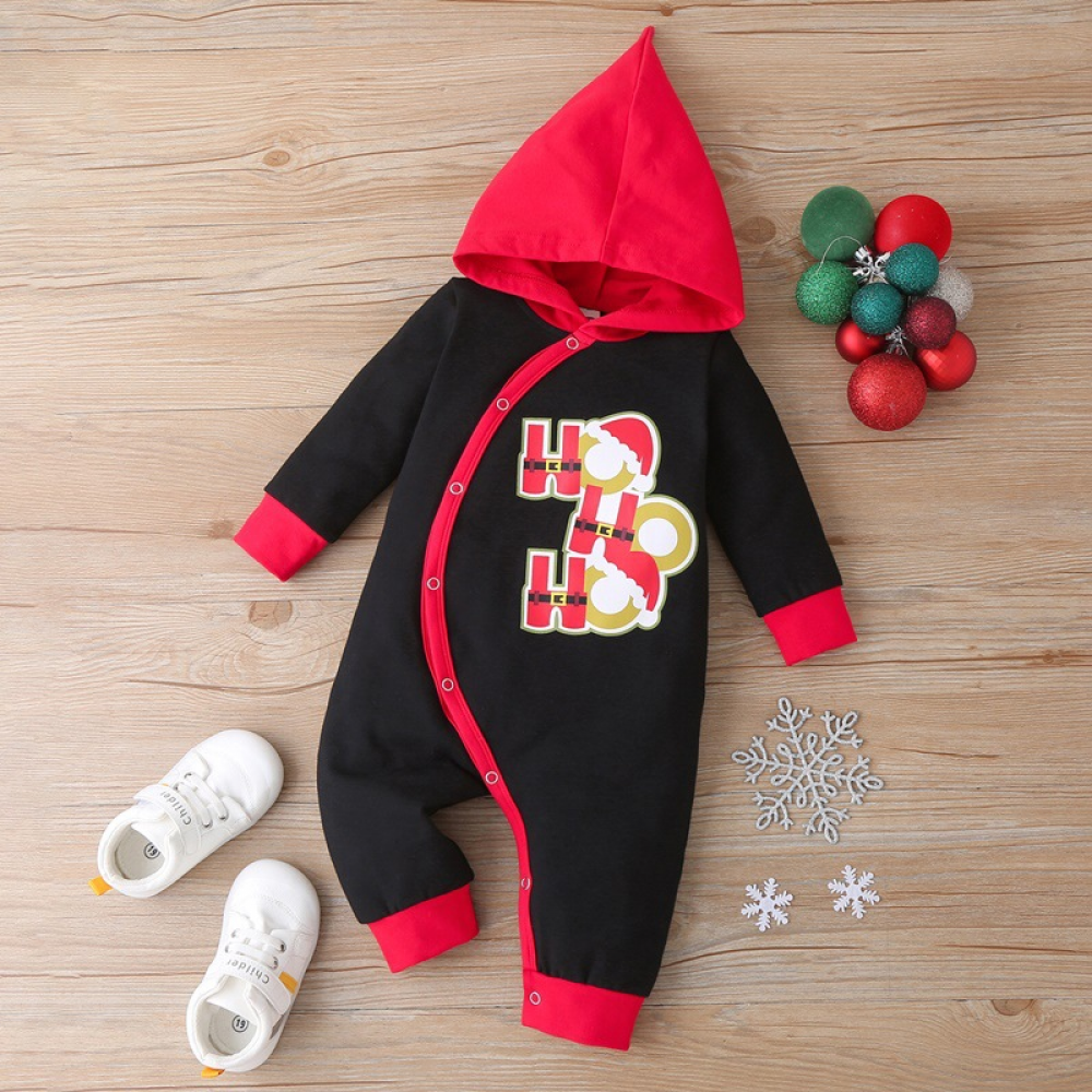 Baby Christmas Long Sleeve Hooded Romper wholesale baby clothes usa