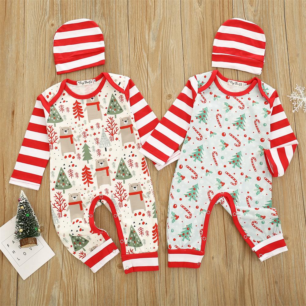 Baby Christmas Long Sleeve Printed Romper & Hat wholesale baby clothes suppliers