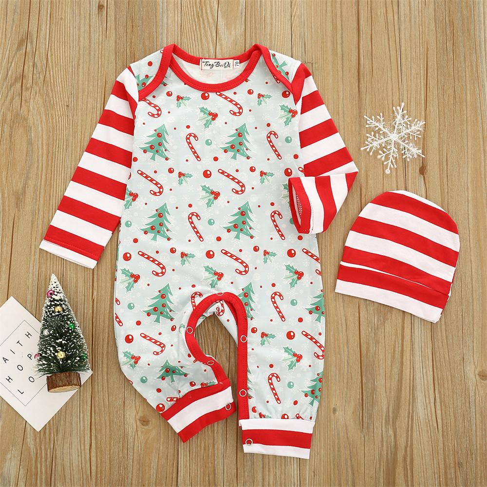 Baby Christmas Long Sleeve Printed Romper & Hat wholesale baby clothes suppliers