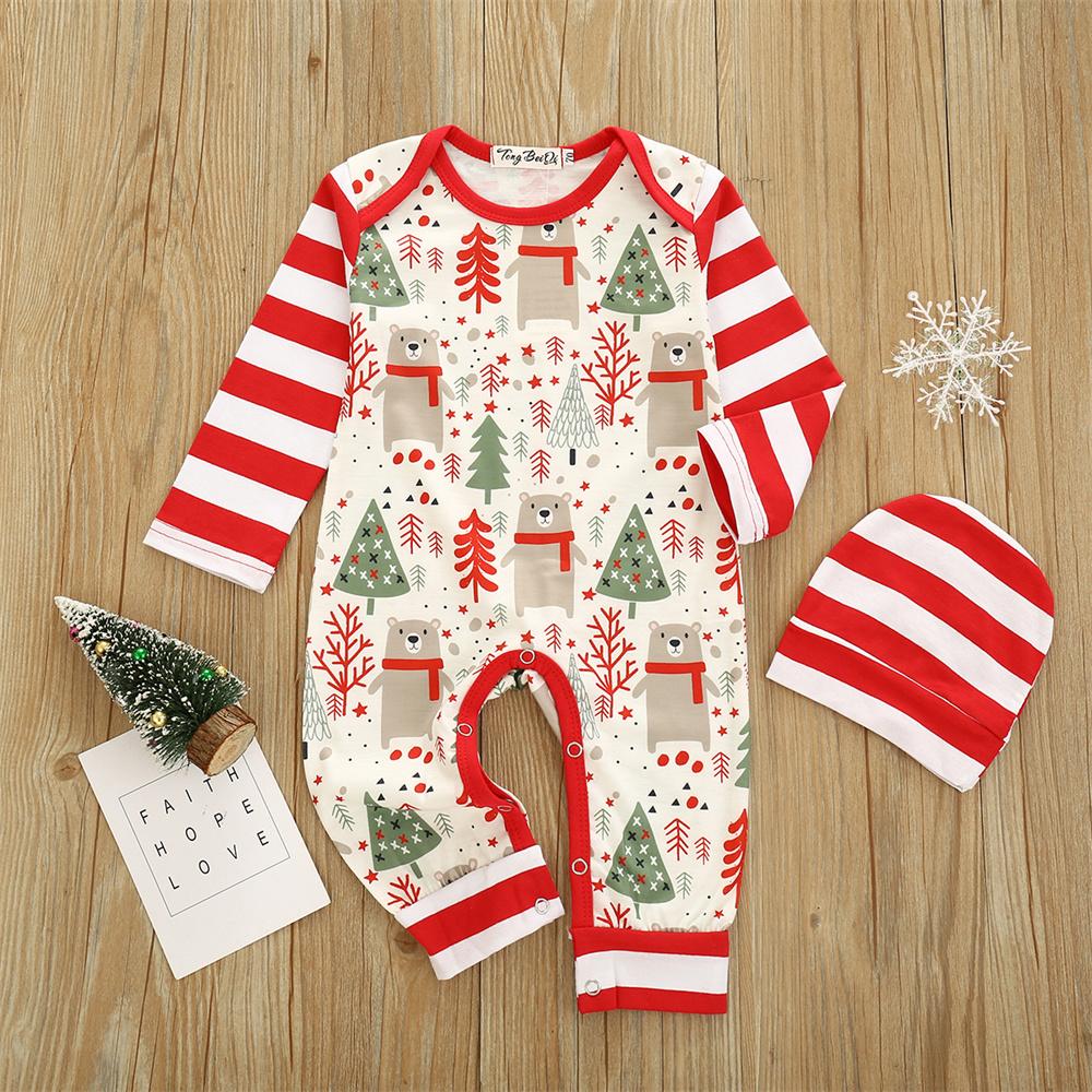 Baby Christmas Long Sleeve Printed Romper & Hat wholesale baby clothes suppliers