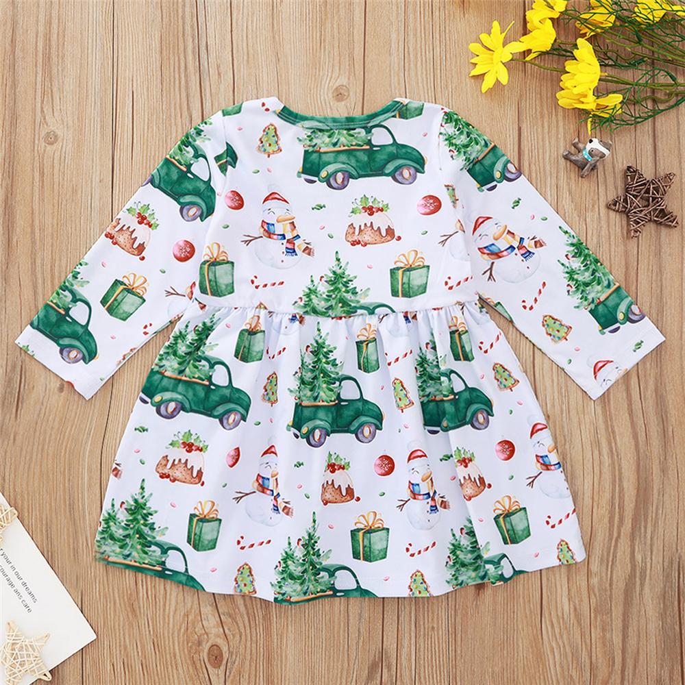 Girls Christmas Printed Long Sleeve Casual Girl Dress Wholesale