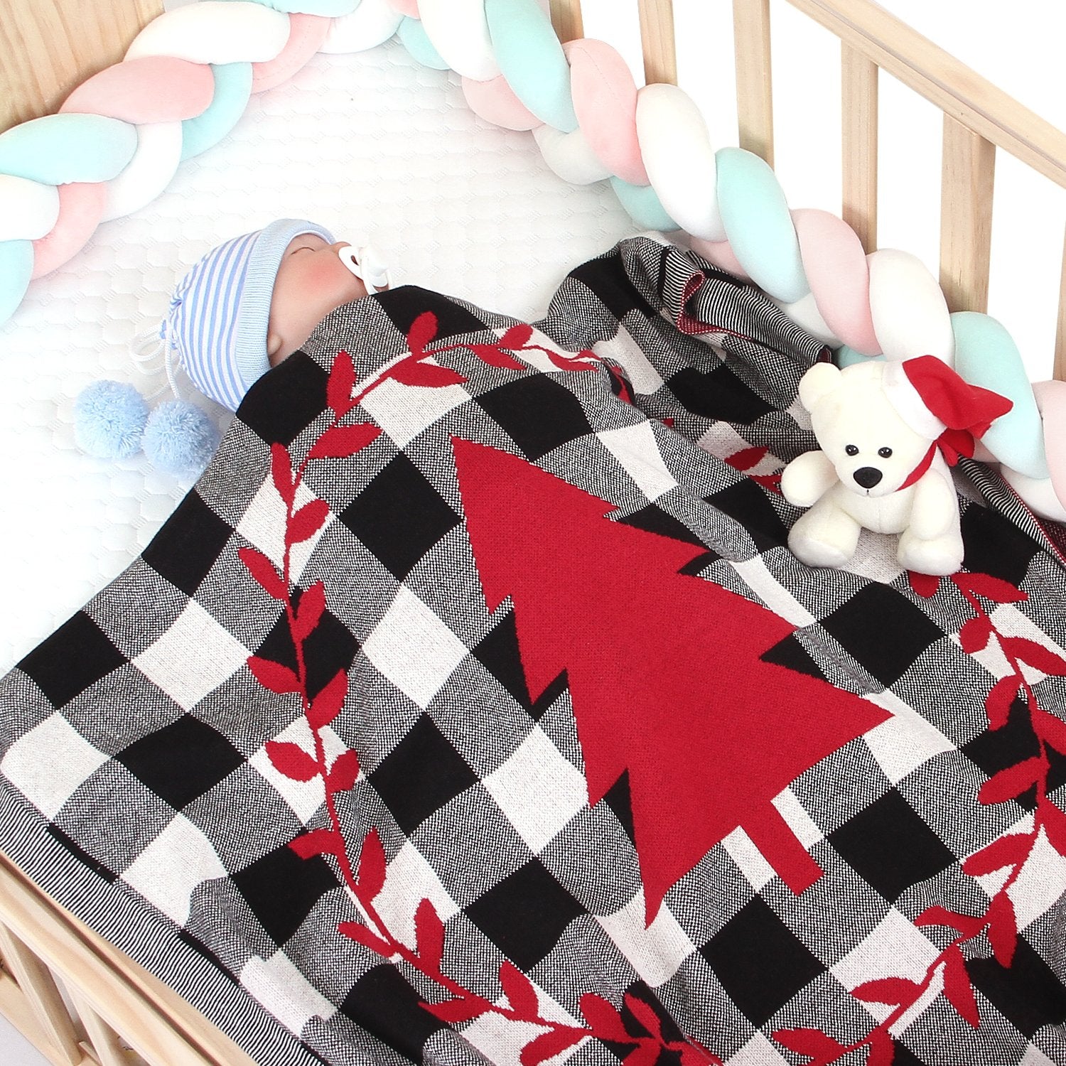 Christmas Tree Lattice Blanket Children'S Knitted Air-Conditioning Blanket Wholesale Baby Clothes