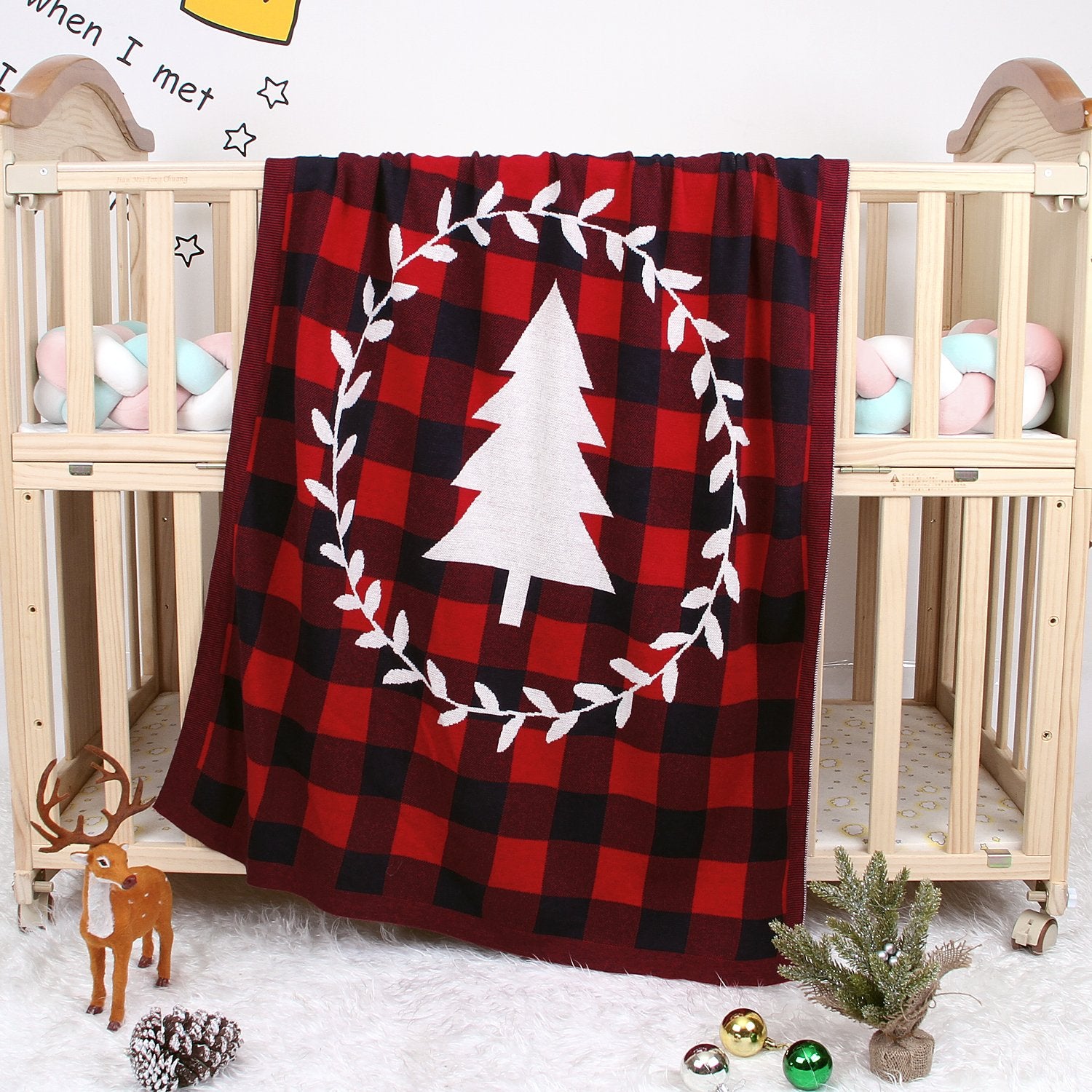 Christmas Tree Lattice Blanket Children'S Knitted Air-Conditioning Blanket Wholesale Baby Clothes