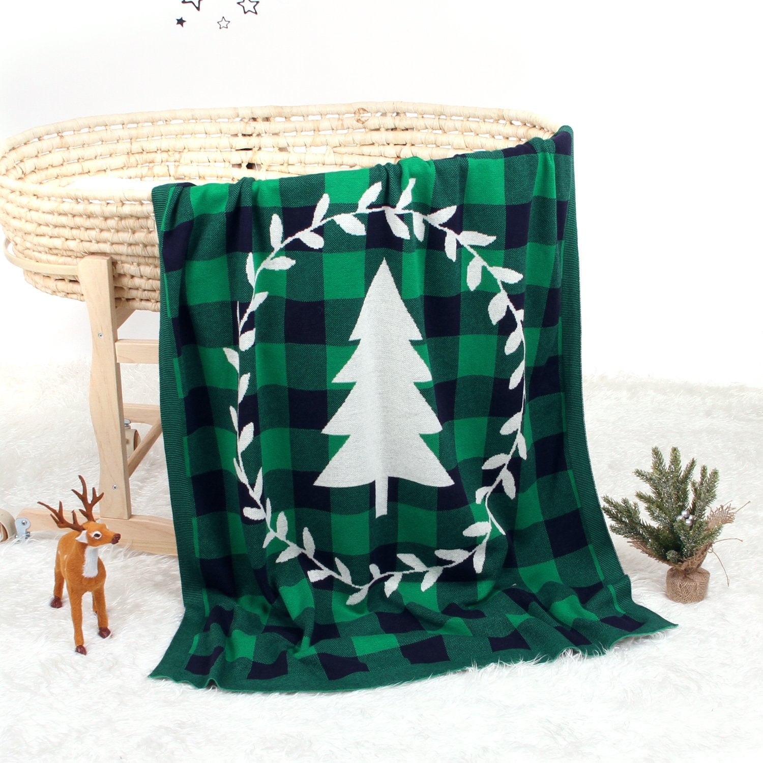 Christmas Tree Lattice Blanket Children'S Knitted Air-Conditioning Blanket Wholesale Baby Clothes