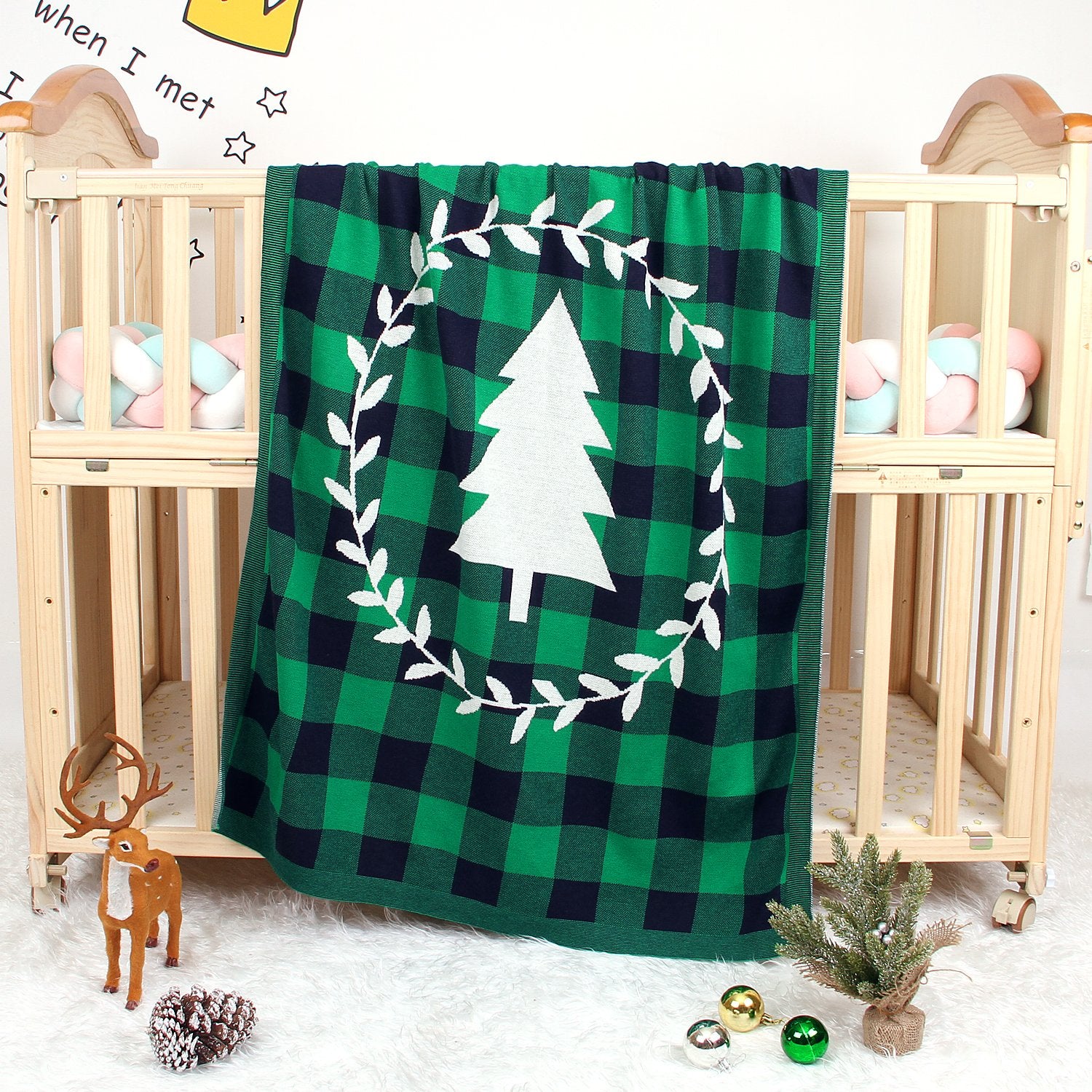 Christmas Tree Lattice Blanket Children'S Knitted Air-Conditioning Blanket Wholesale Baby Clothes