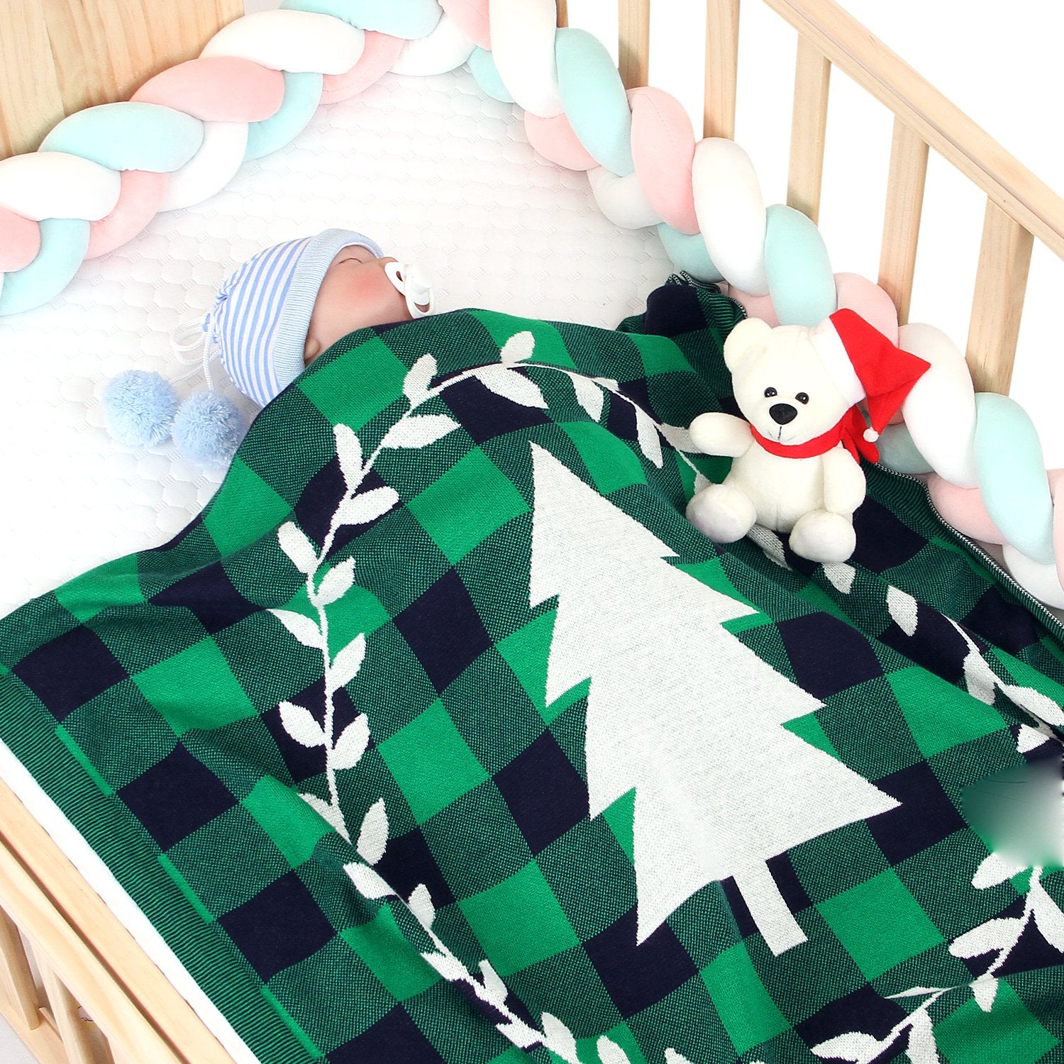 Christmas Tree Lattice Blanket Children'S Knitted Air-Conditioning Blanket Wholesale Baby Clothes