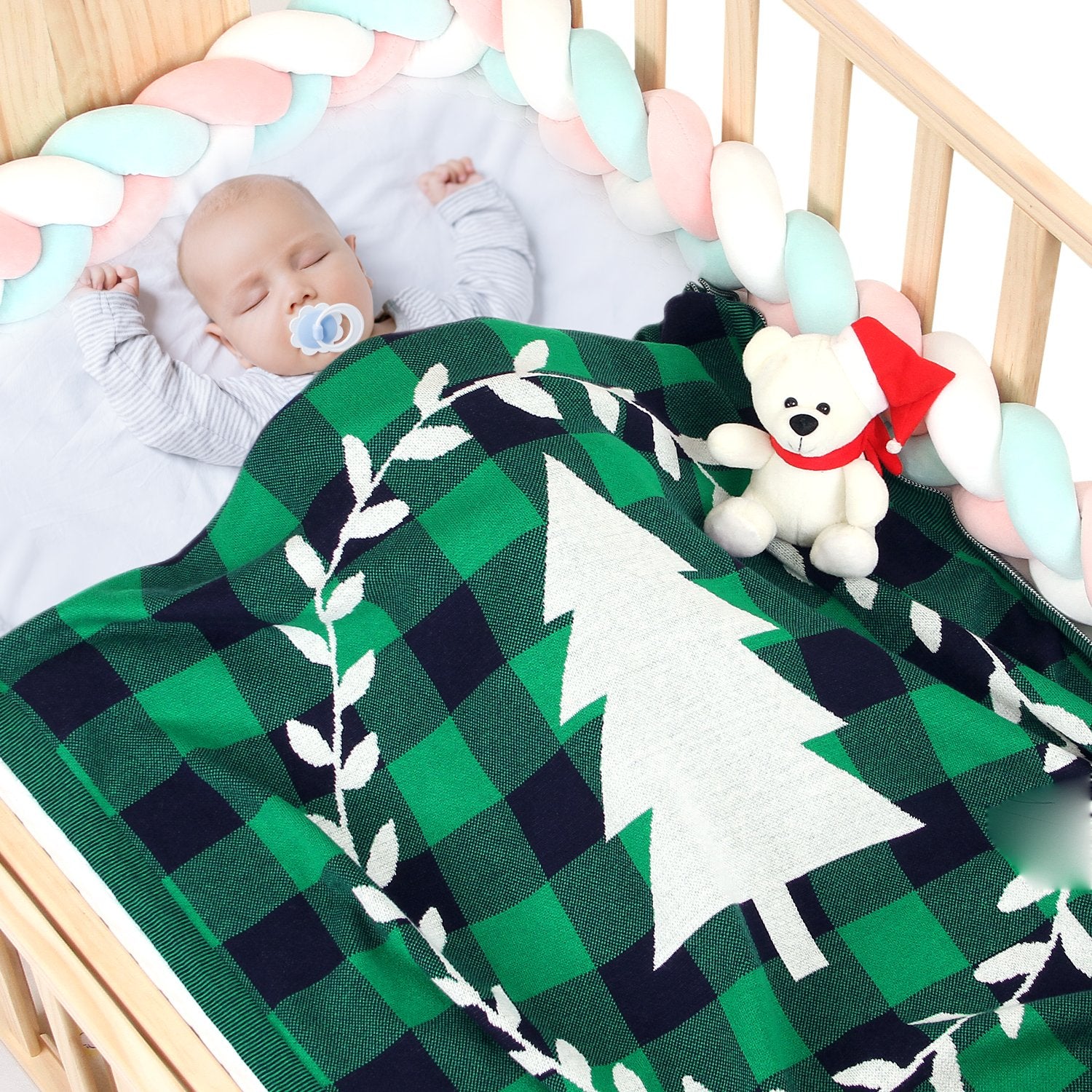 Christmas Tree Lattice Blanket Children'S Knitted Air-Conditioning Blanket Wholesale Baby Clothes