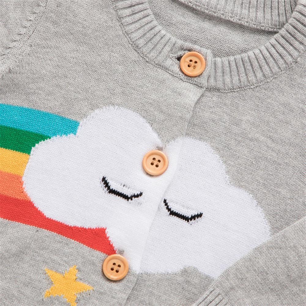 Girls Cloud Rainbow Print Long Sleeve Sweaters