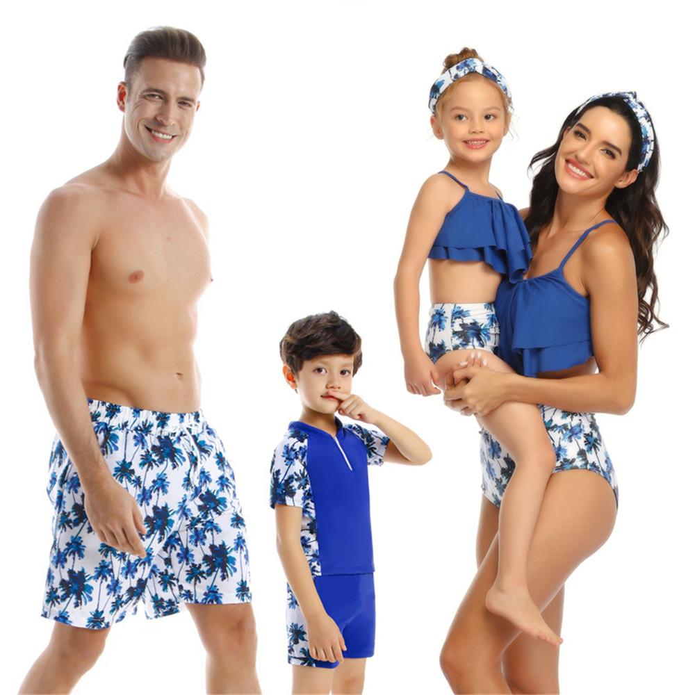 Boys Coconut Tree Leopard Printed Short Sleeve Top & Shorts & Swimming Suit Toddler 2 Piece Swimsuit