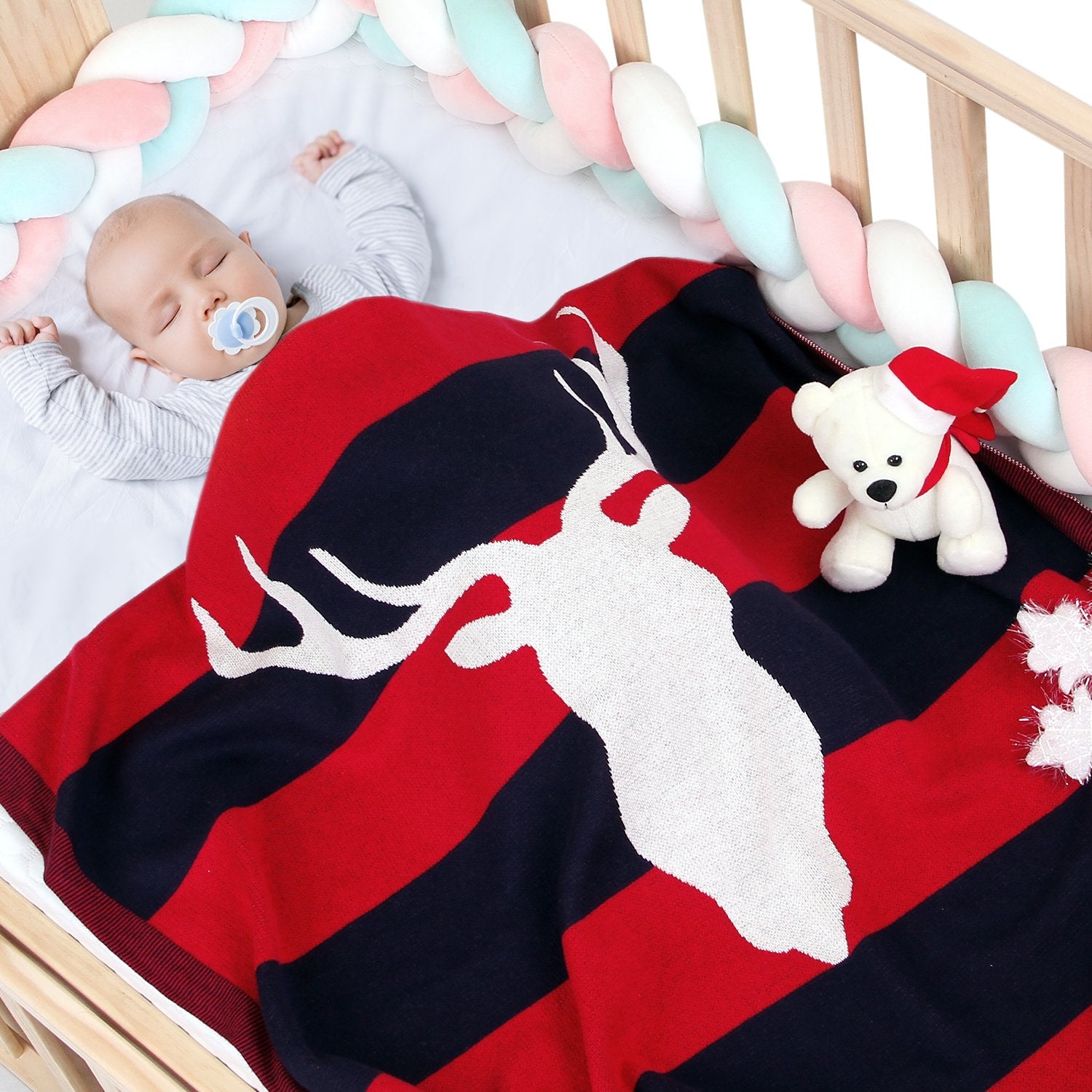 Color-Blocking Blanket With Christmas Elk Stripes For Babies Baby Clothes Wholesale