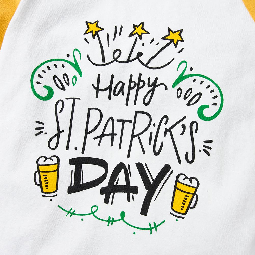 Unisex Color Block Saint Patrick's Day Letter Printed Short Sleeve Top & Pants Toddler Wholesale Clothes