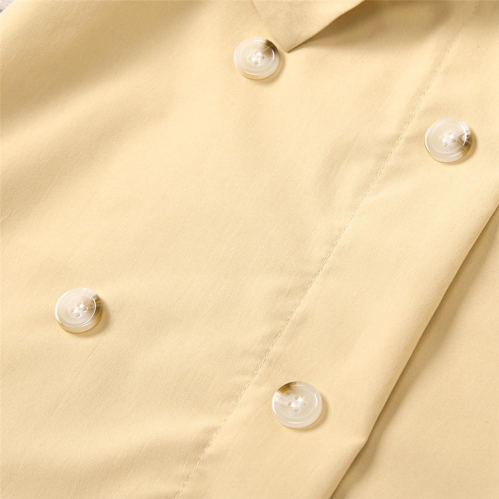 Girls Color Block Short Sleeve Splicing Button Dress & Belt Wholesale Clothing For Girls