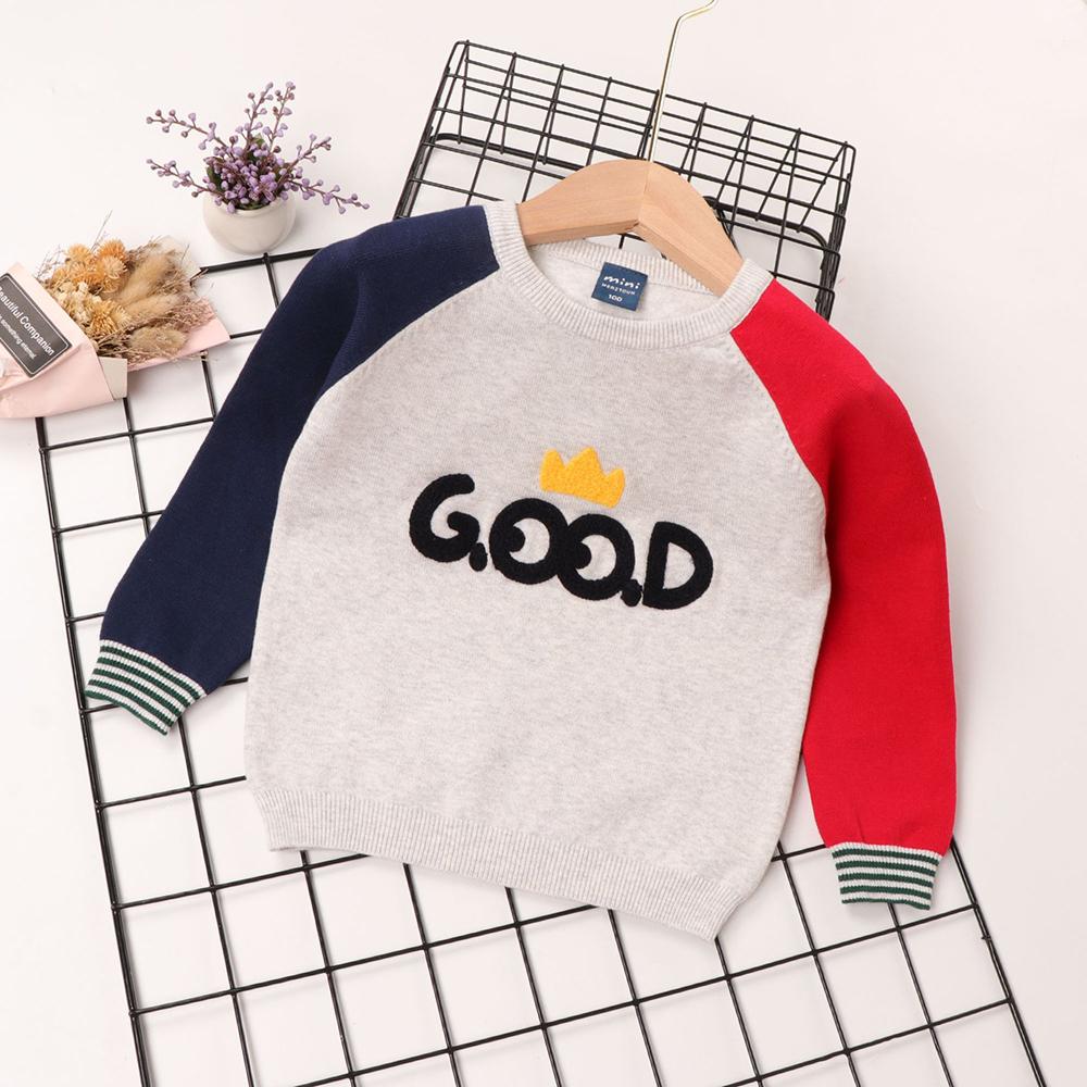 Boys Color Blocking Letter Casual Sweaters