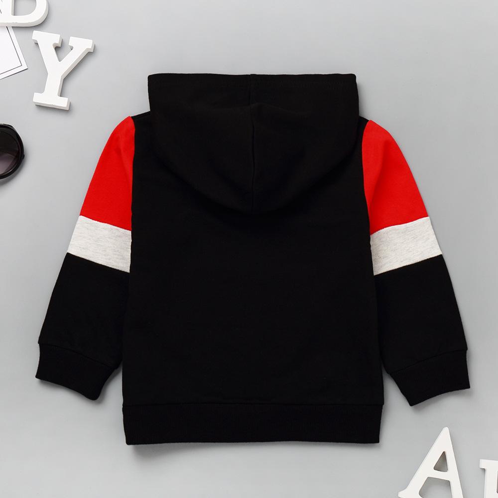 Boys Color Constrast Hooded Long Sleeve Tops Wholesale