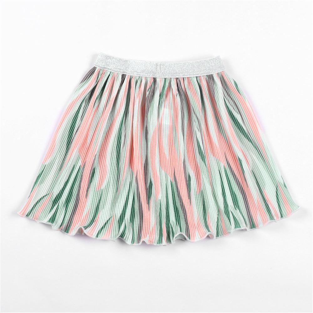 Girls Color Contrast Elastic Waist Skirt wholesale kids clothing