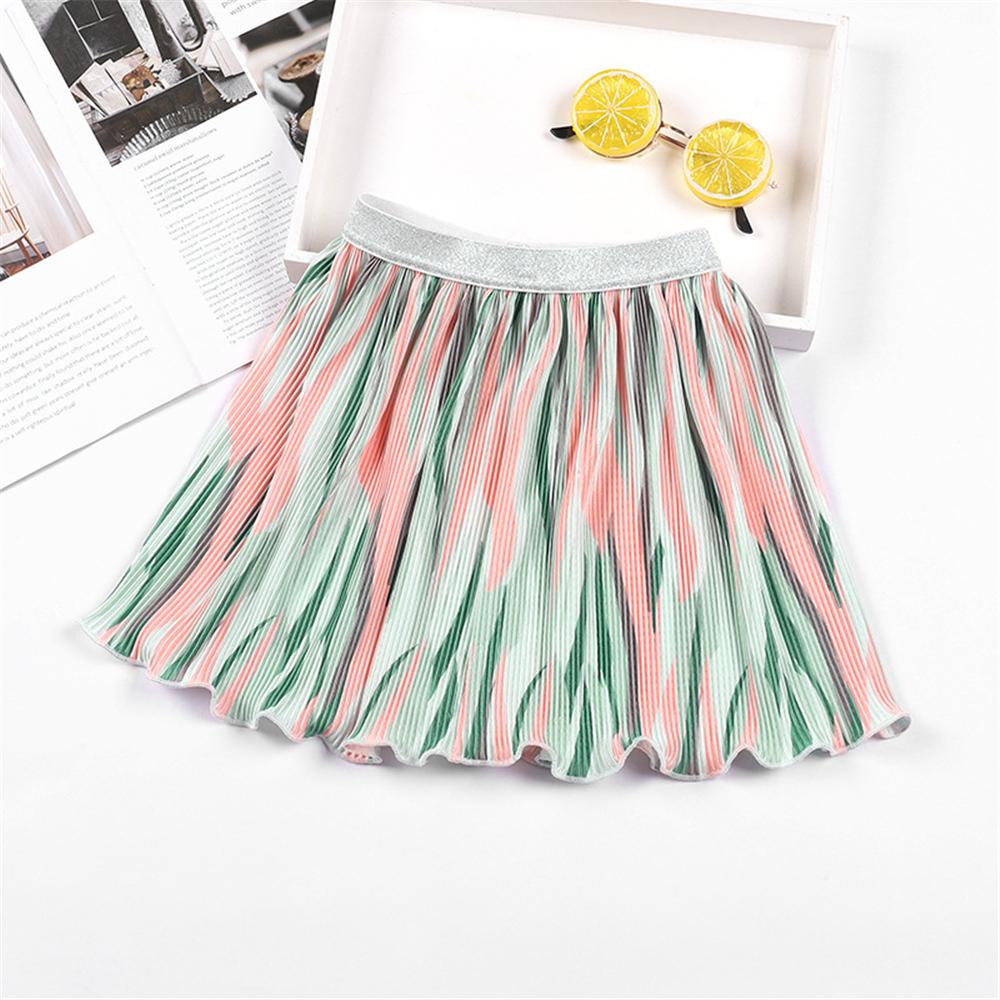 Girls Color Contrast Elastic Waist Skirt wholesale kids clothing