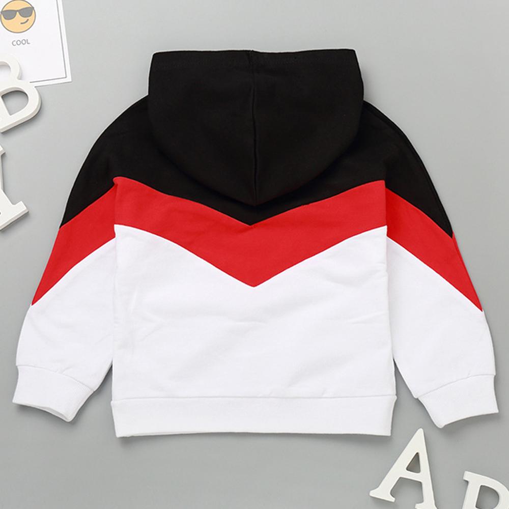 Boys Color Contrast Letter Printed Hooded Tops Wholesale
