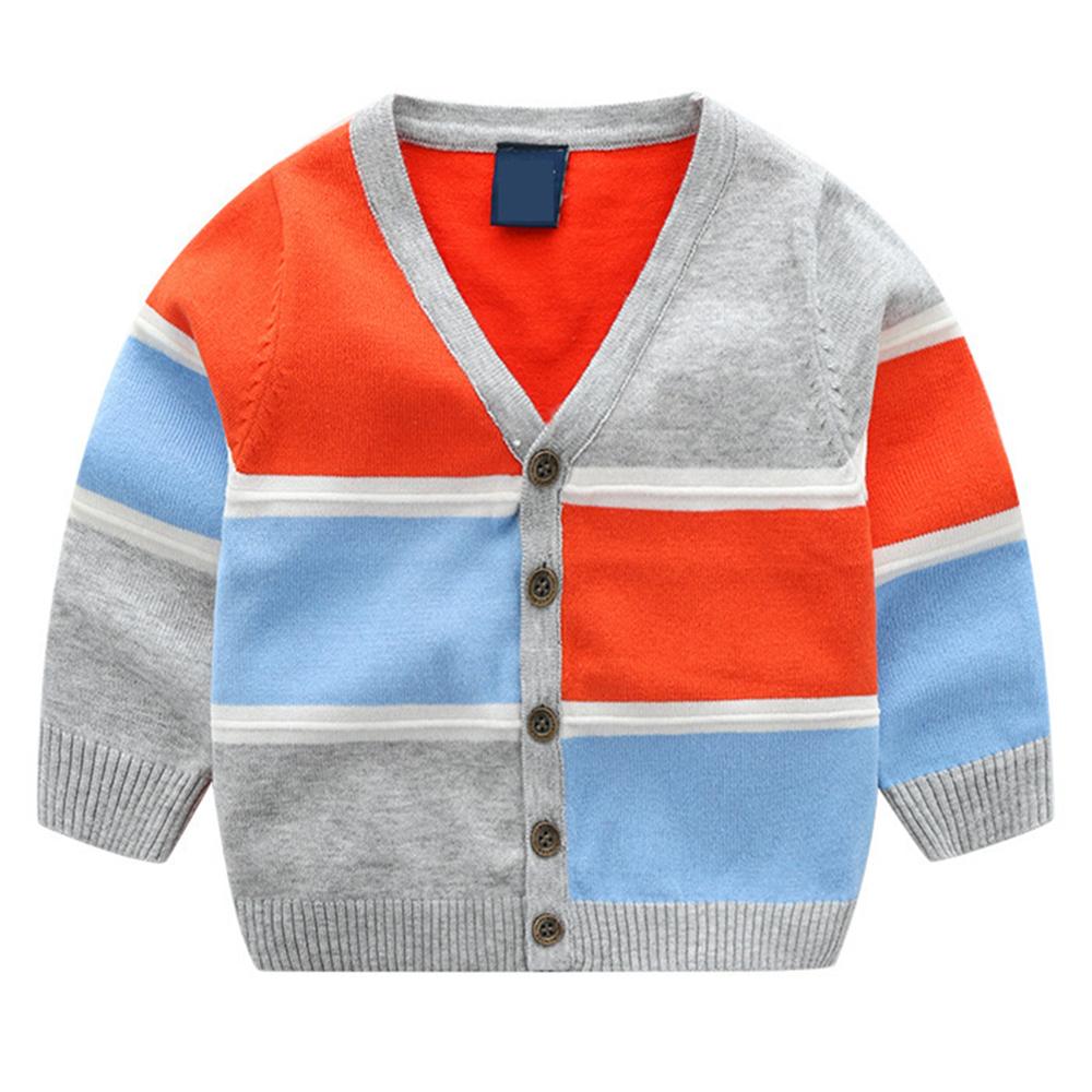 Boys Color Contrast Long Sleeve Cardigan Sweater Jacket Wholesale