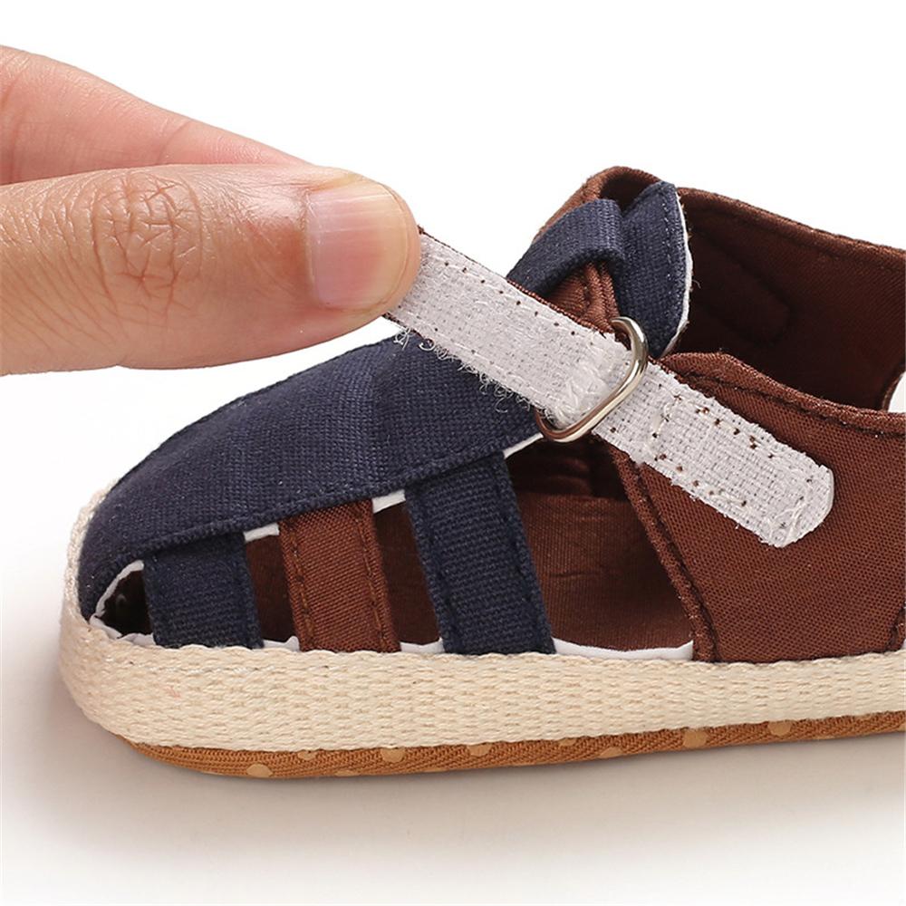 Baby Boys Color Contrast Magic Tape Hollow-out Closed Toe Sandals Baby Boy Shoes