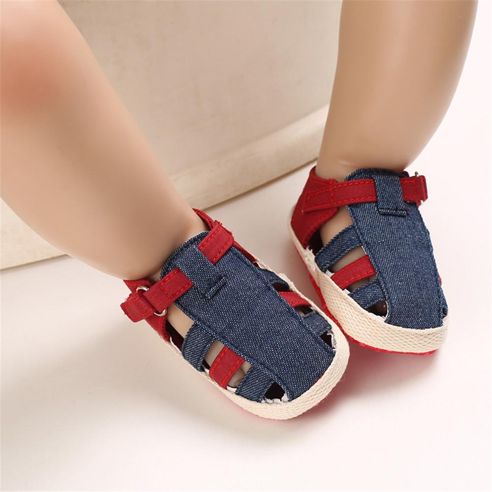 Baby Boys Color Contrast Magic Tape Hollow-out Closed Toe Sandals Baby Boy Shoes