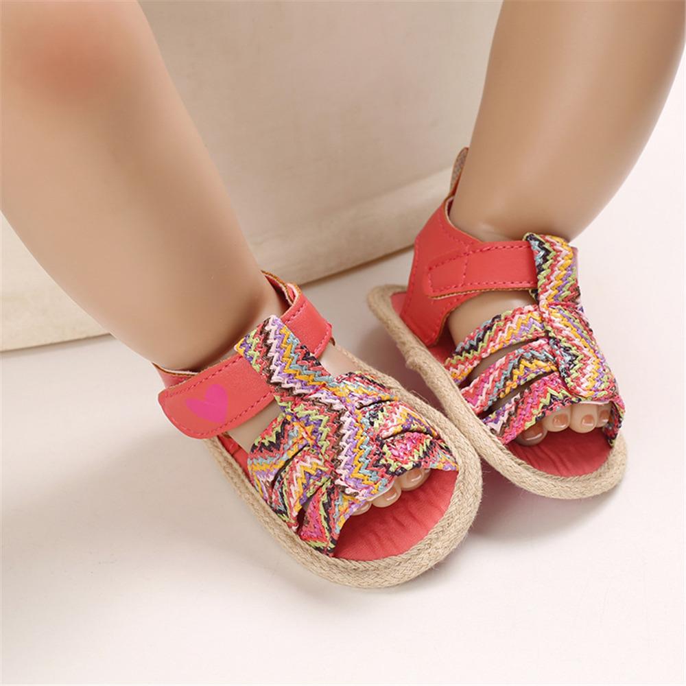 Baby Girls Color Contrast Open Toe Espadrilles Sandals Cheap Kid Shoes Wholesale