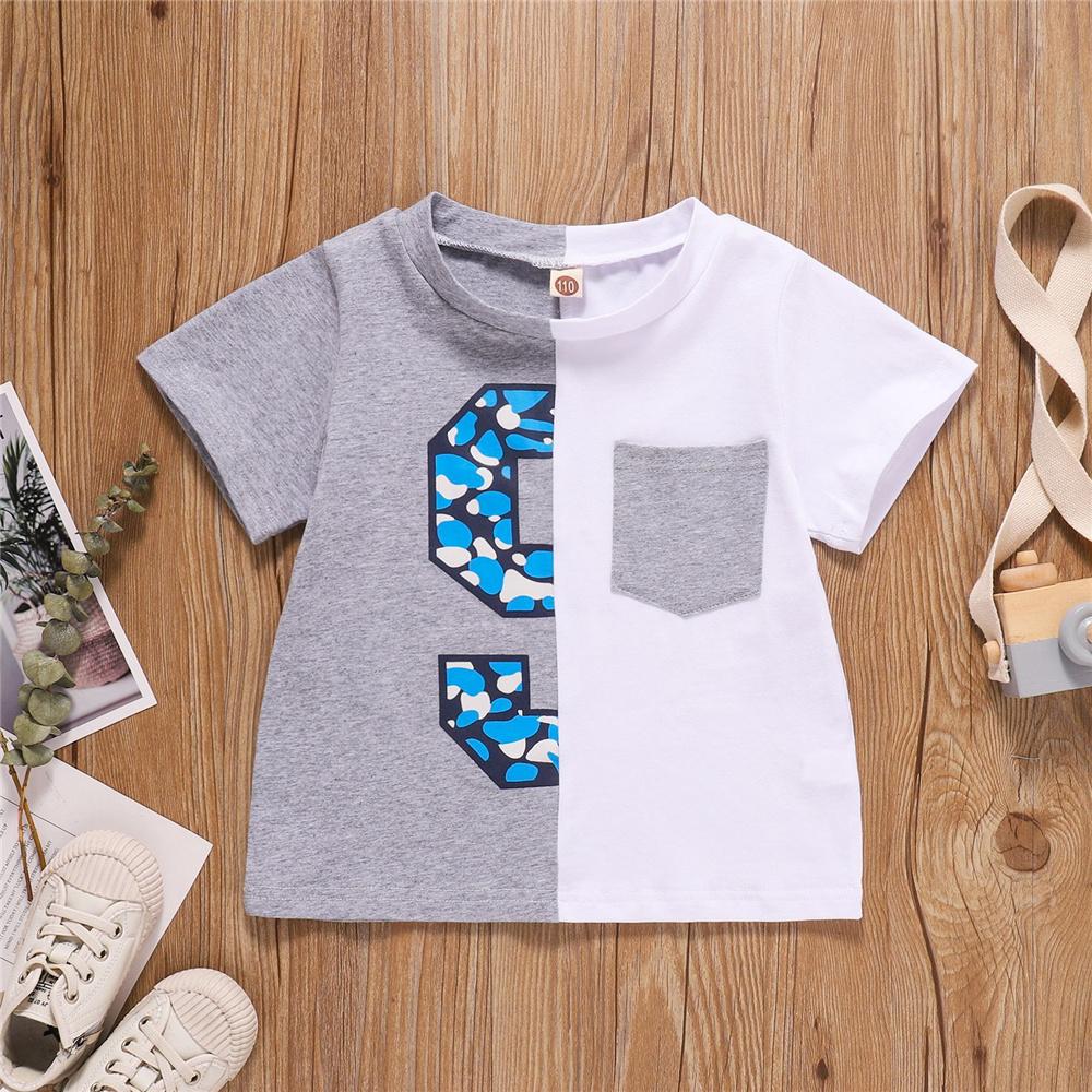 Boys Color Contrast Short Sleeve T-shirt & Shorts boy boutique clothing wholesale