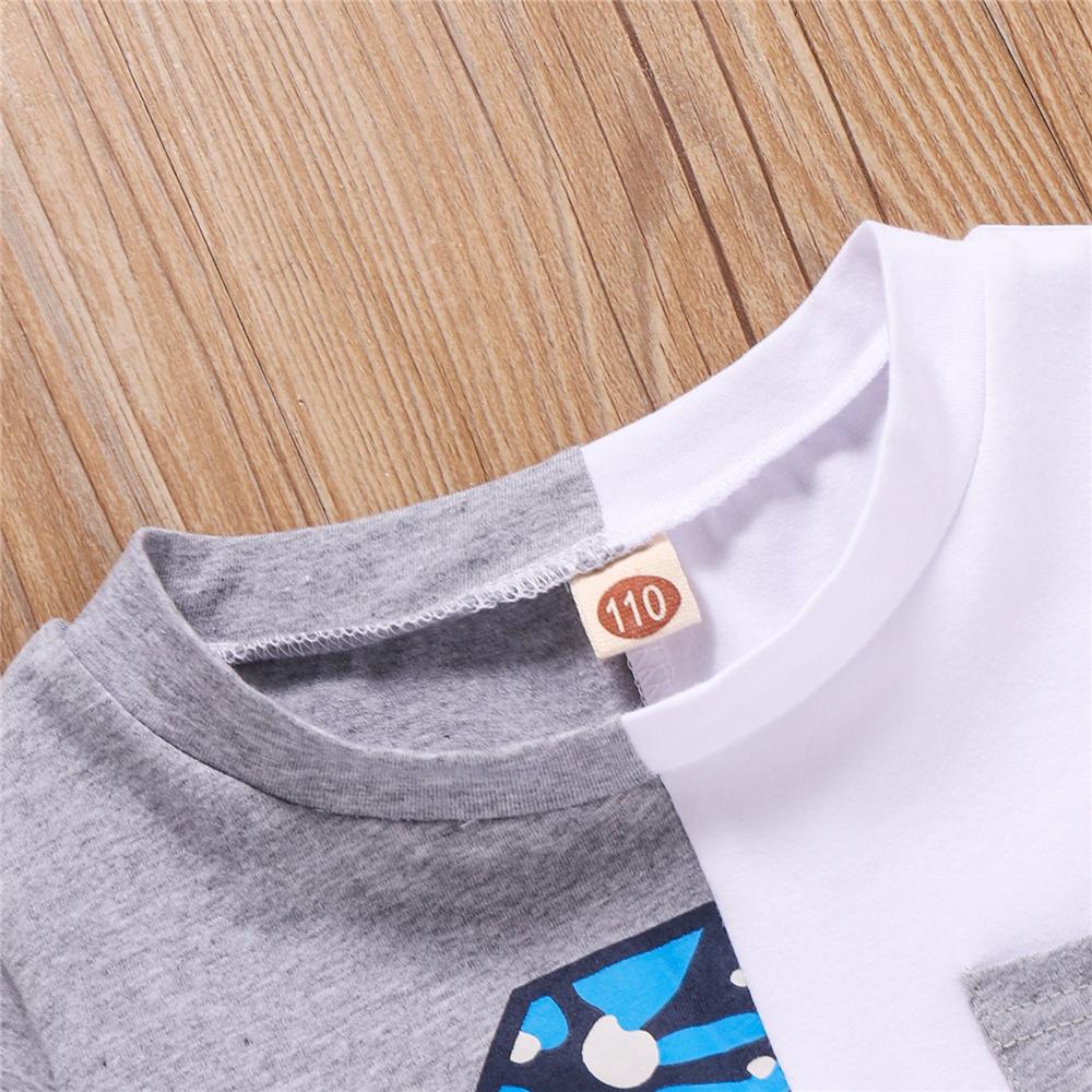 Boys Color Contrast Short Sleeve T-shirt & Shorts boy boutique clothing wholesale