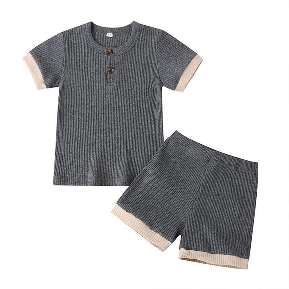 Unisex Color Contrast Short Sleeve Top & Shorts Kids Wholesale Clothing Warehouse